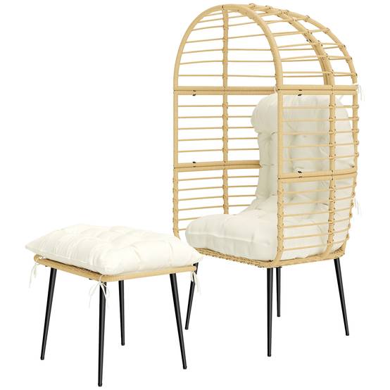 Fauteuil de jardin avec repose-pieds résine tressée beige 76 x 65 x 147 cm - PANGIVO - Image 2