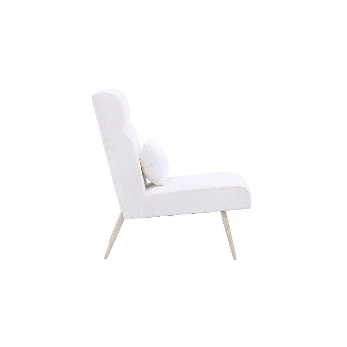 Paris Prix - Fauteuil en Tissu Bouclette "Bloom" 95cm Blanc - Image 3