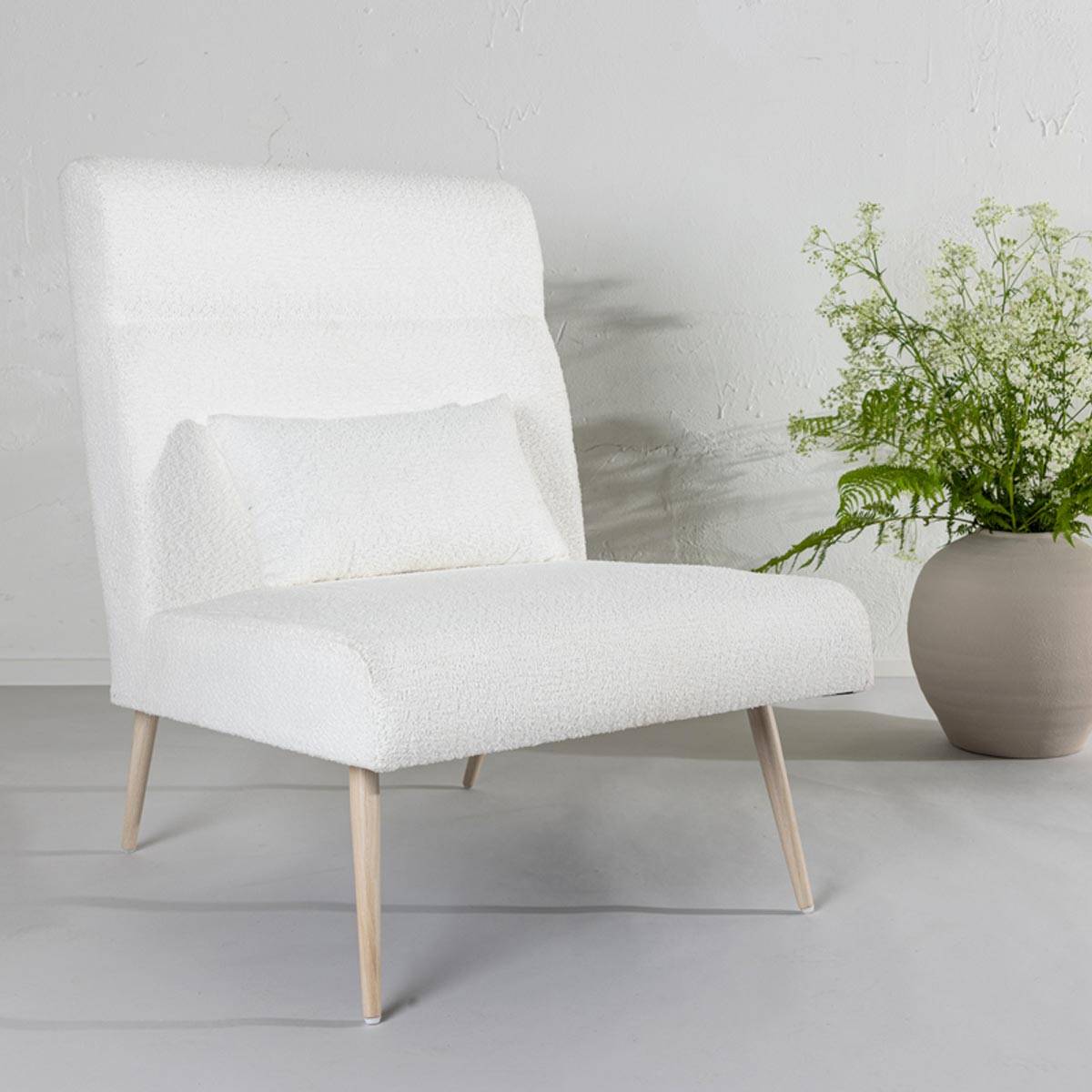 Paris Prix - Fauteuil en Tissu Bouclette "Bloom" 95cm Blanc - Image 6