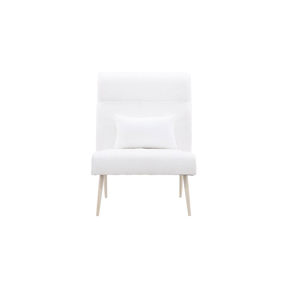 Paris Prix - Fauteuil en Tissu Bouclette "Bloom" 95cm Blanc - Image 4