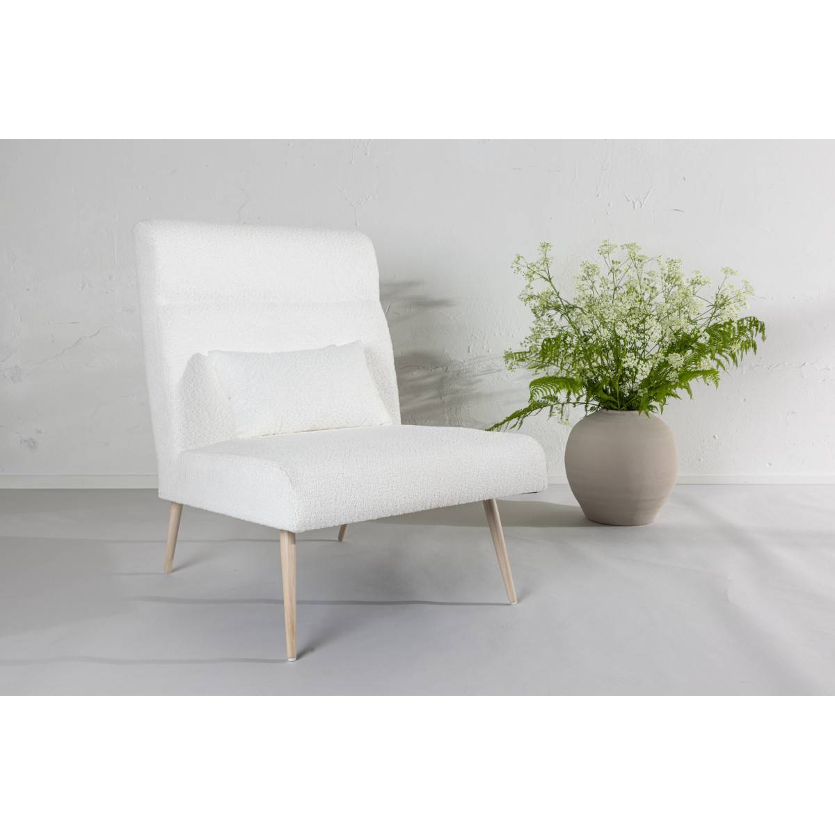 Paris Prix - Fauteuil en Tissu Bouclette "Bloom" 95cm Blanc - Image 7