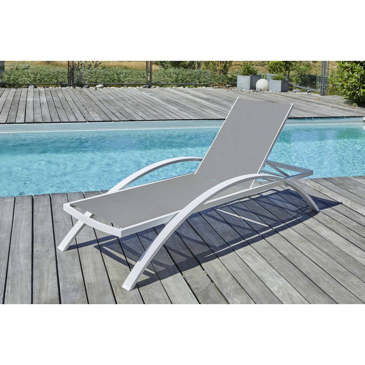 Dcb Garden - Lot de 2 Bains de Soleil Empilables "Barcelona" 195cm Blanc - Image 6