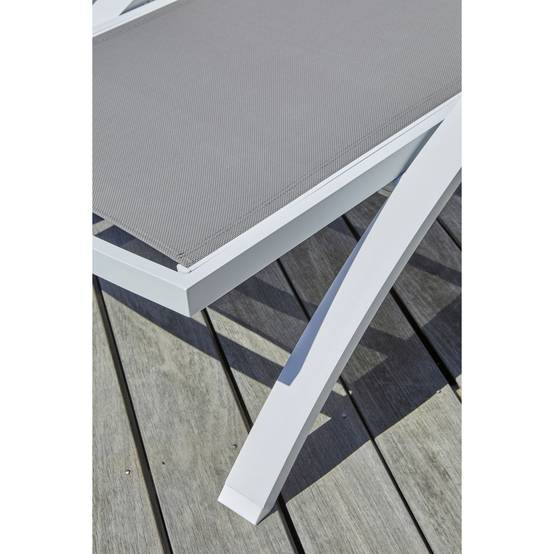 Dcb Garden - Lot de 2 Bains de Soleil Empilables "Barcelona" 195cm Blanc - Image 3