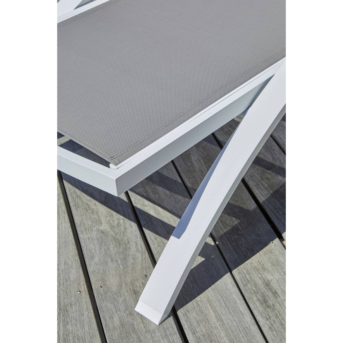 Dcb Garden - Lot de 2 Bains de Soleil Empilables "Barcelona" 195cm Blanc - Image 3