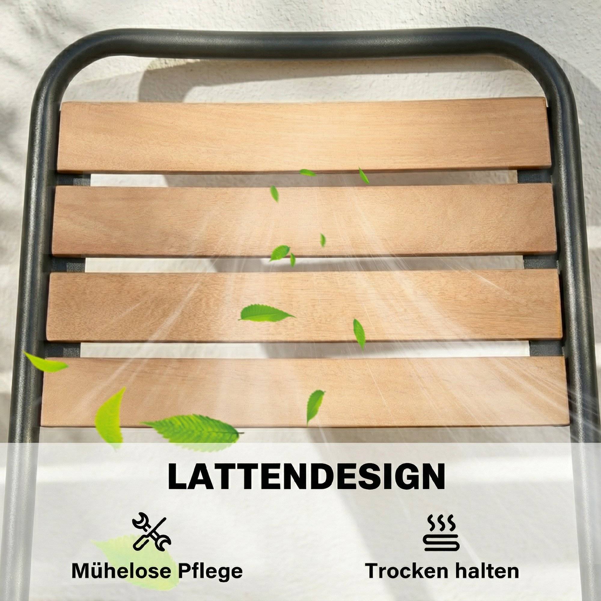 Lot de 2 chaises de jardin empilables en acier et bois, structure étanche, charge maximale 160 kg - Image 7