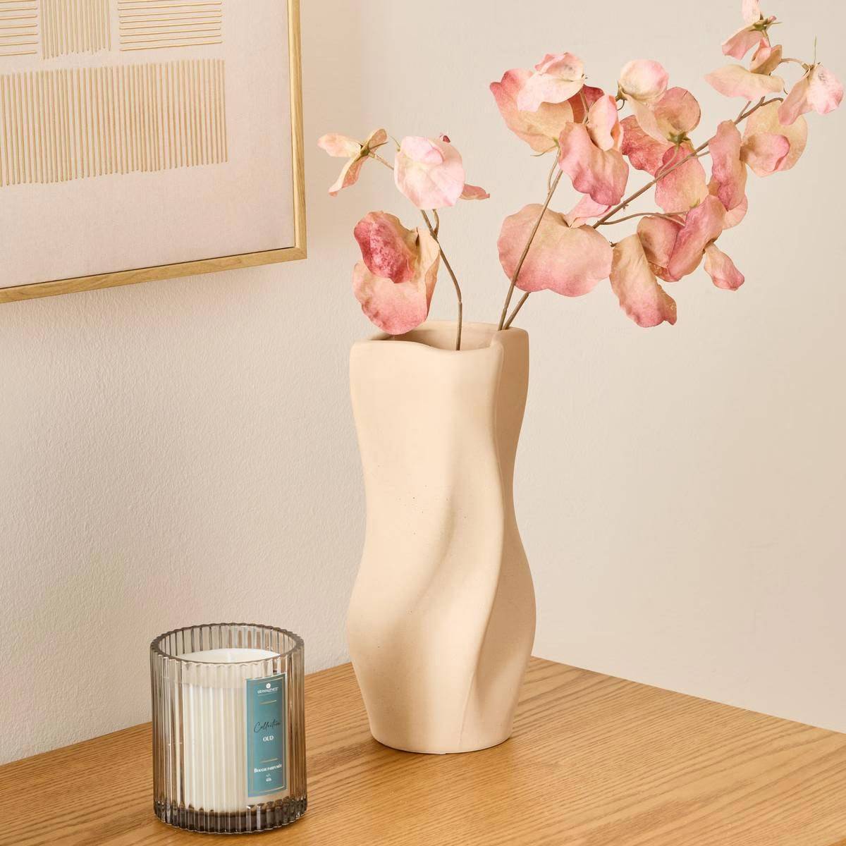 Vase Déco en Dolomite "Grigor" 25cm Beige - Image 3