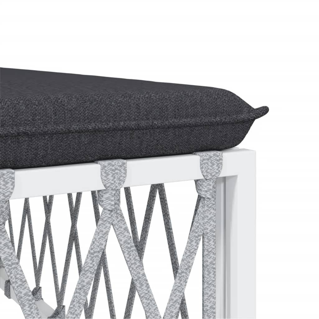 Helloshop26 - Salon de jardin meuble d'extérieur ensemble de mobilier avec coussins 6 pièces blanc acier - Imagen 5