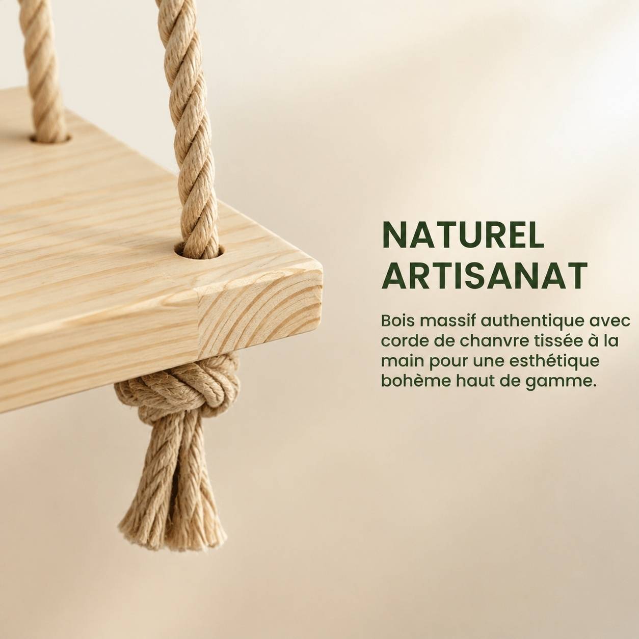 Support Plante Suspendu 5 Niveaux Bois Corde Réglable Économiseur d'Espace Sans Perçage - Image 6