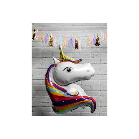 Mister Gadget - Ballon Gonflable Aluminium "Licorne" 1m Blanc - Image 2