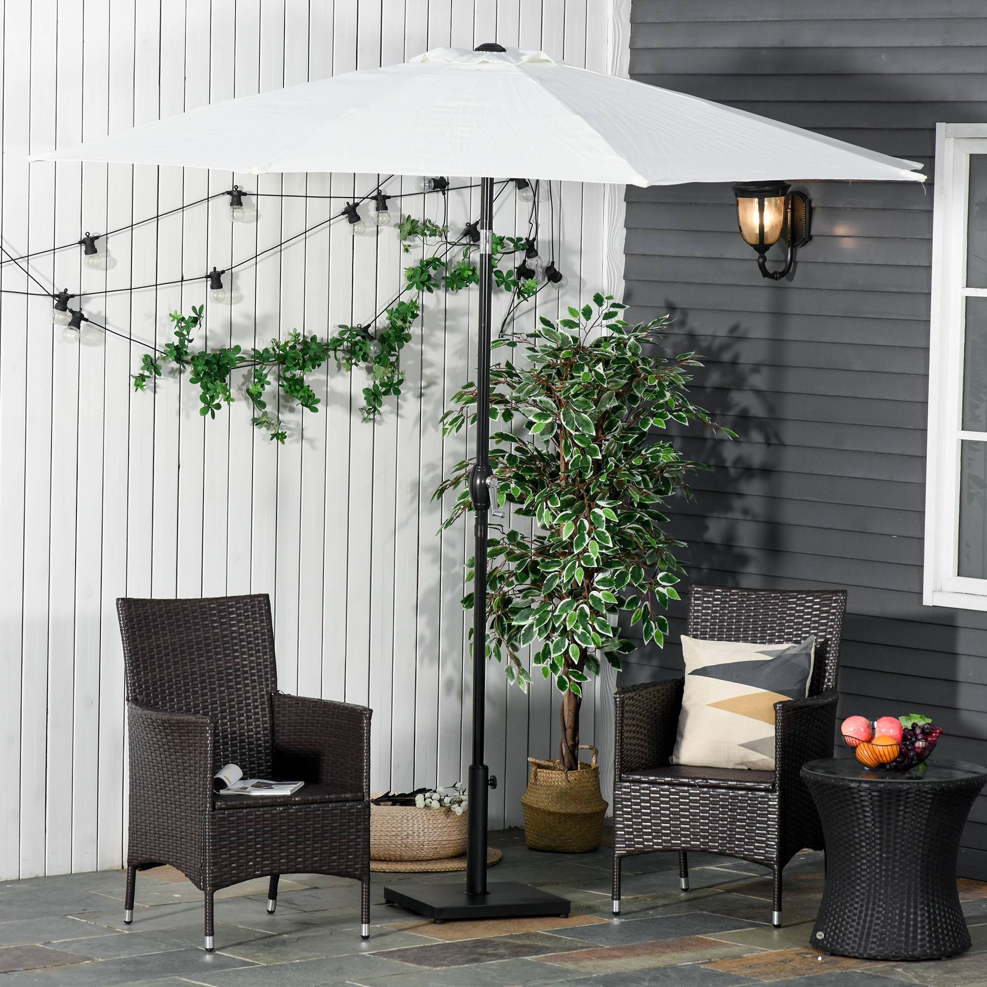 Pied de parasol carré métal ciment balcon terrasse fixation sécurisée Ø30-48mm 40x40x43cm noir - ComfortXL Outdoor Living - Image 9