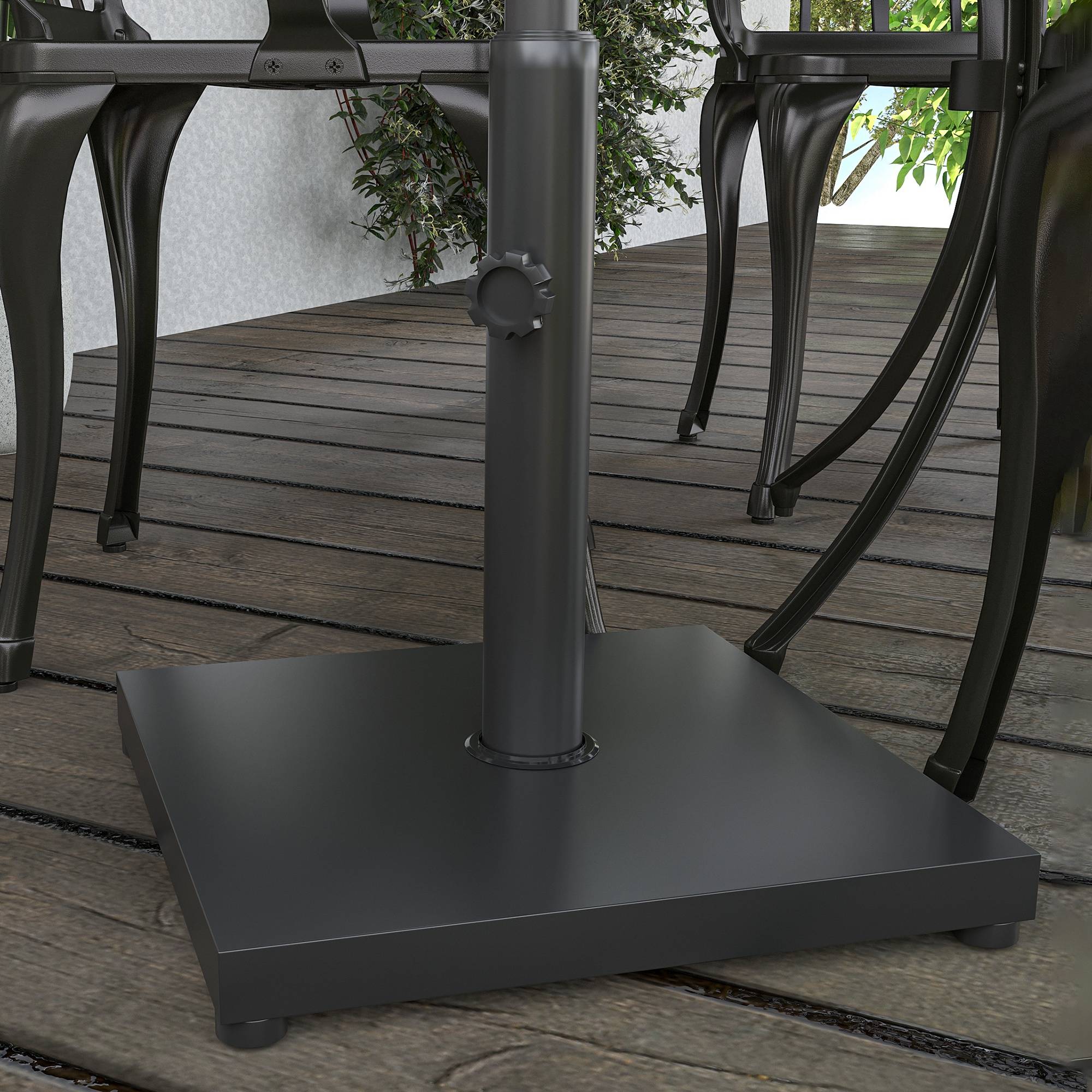 Pied de parasol carré métal ciment balcon terrasse fixation sécurisée Ø30-48mm 40x40x43cm noir - ComfortXL Outdoor Living - Image 3