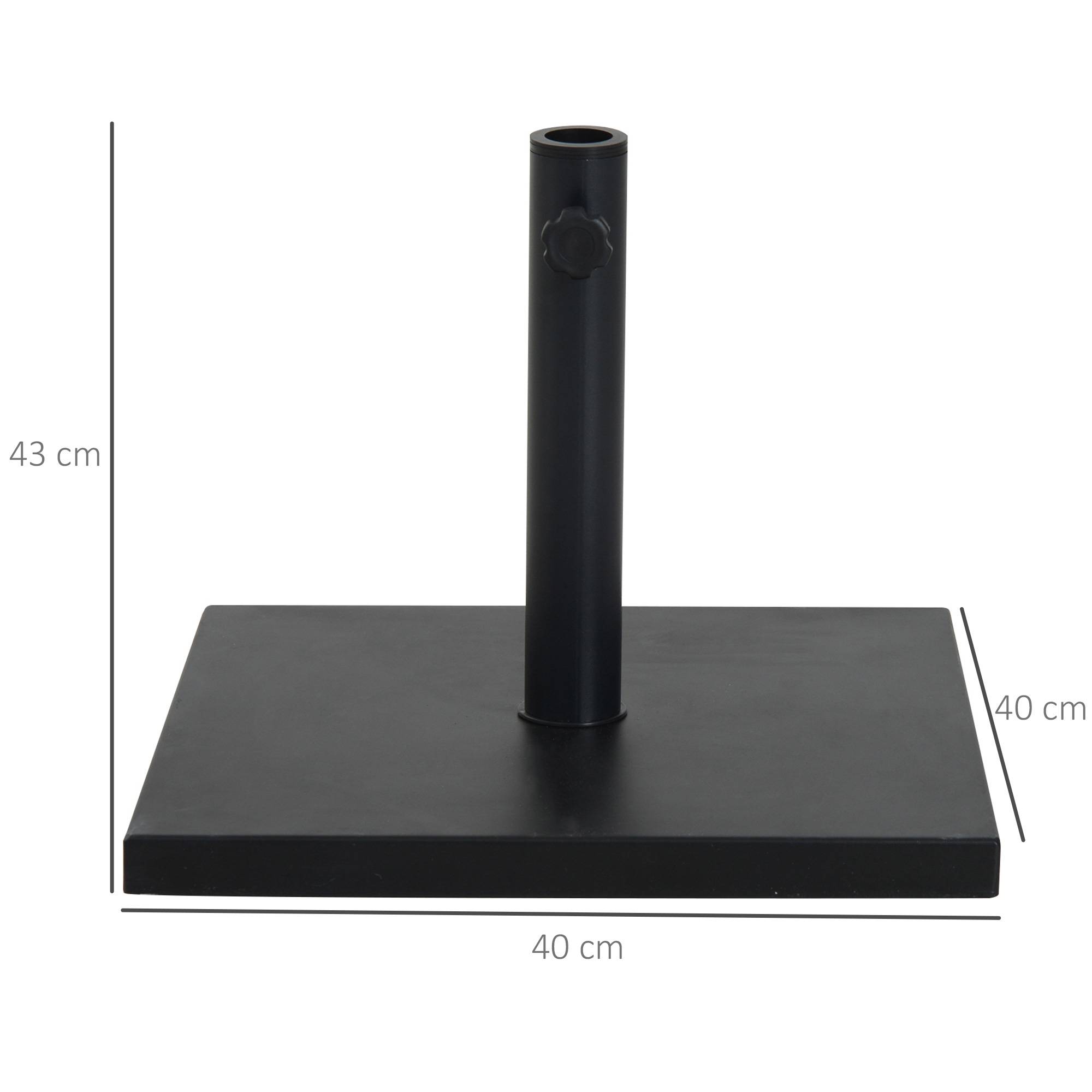 Pied de parasol carré métal ciment balcon terrasse fixation sécurisée Ø30-48mm 40x40x43cm noir - ComfortXL Outdoor Living - Image 5