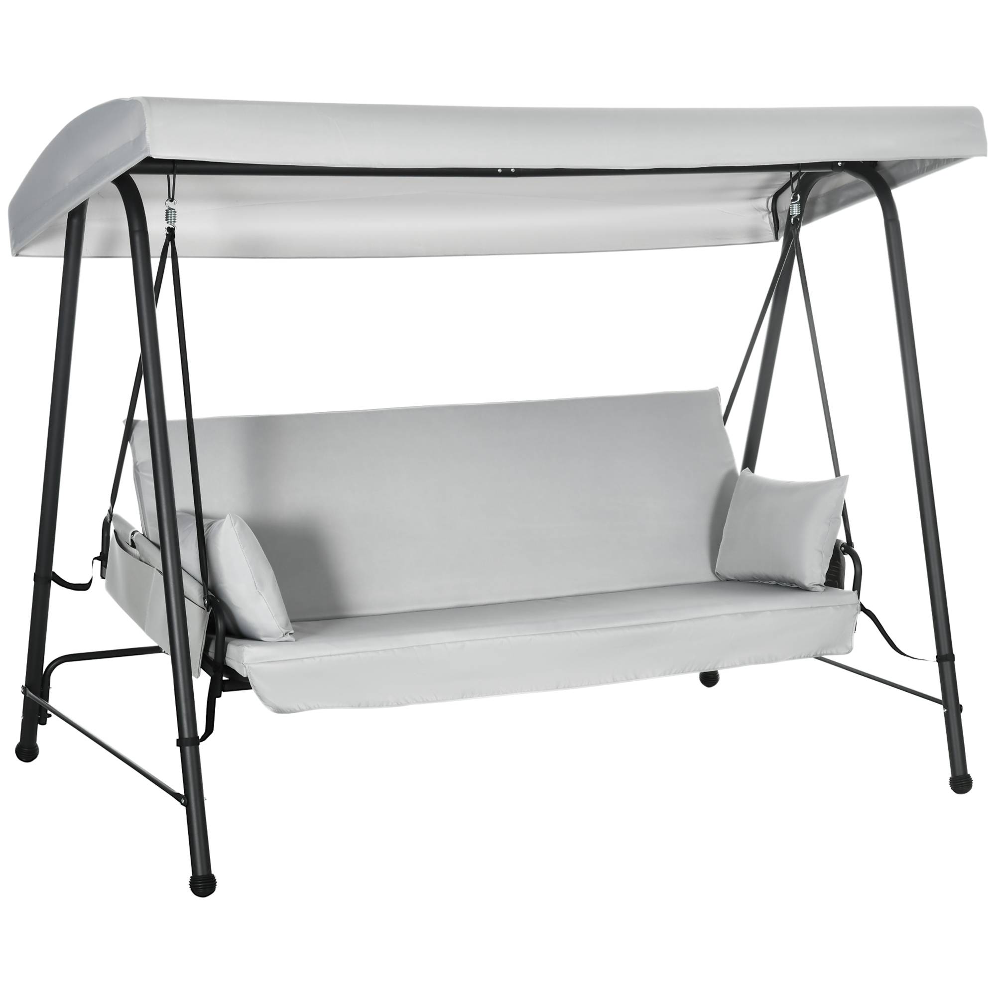 Outsunny - Balancelle de jardin 3 places convertible auvent réglable épais coussins amovibles polyester acier époxy gris clair - Outsunny - Imagen 1