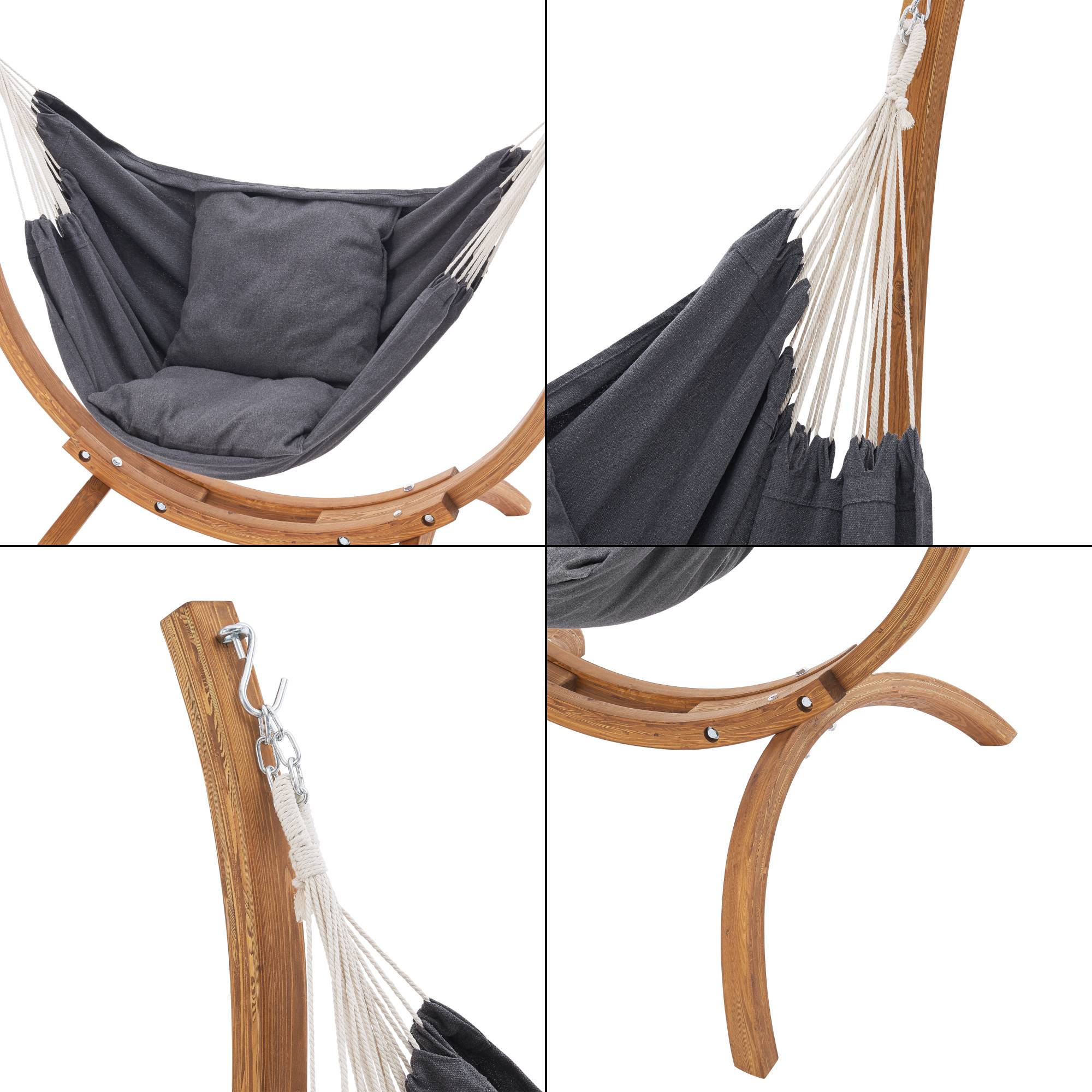 Hamac avec Cadre en Bois Grevena 155 x 106 x 143 cm [en.casa] - Imagen 7