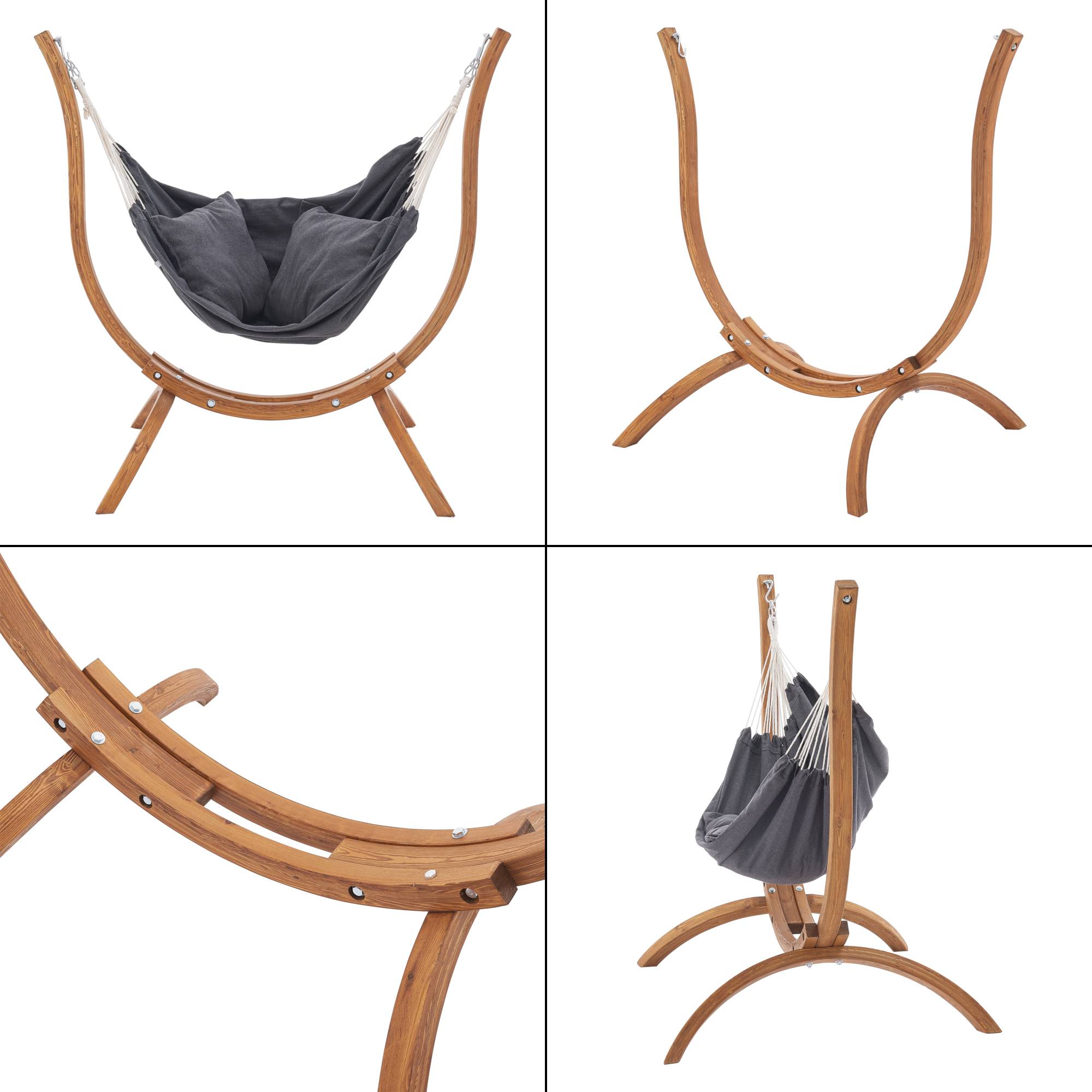 Hamac avec Cadre en Bois Grevena 155 x 106 x 143 cm [en.casa] - Imagen 6