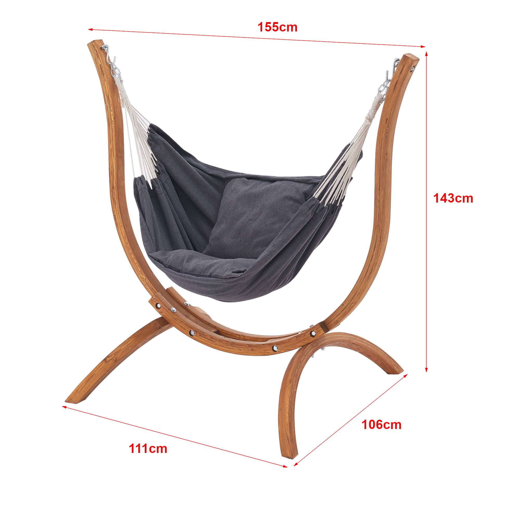 Hamac avec Cadre en Bois Grevena 155 x 106 x 143 cm [en.casa] - Imagen 3