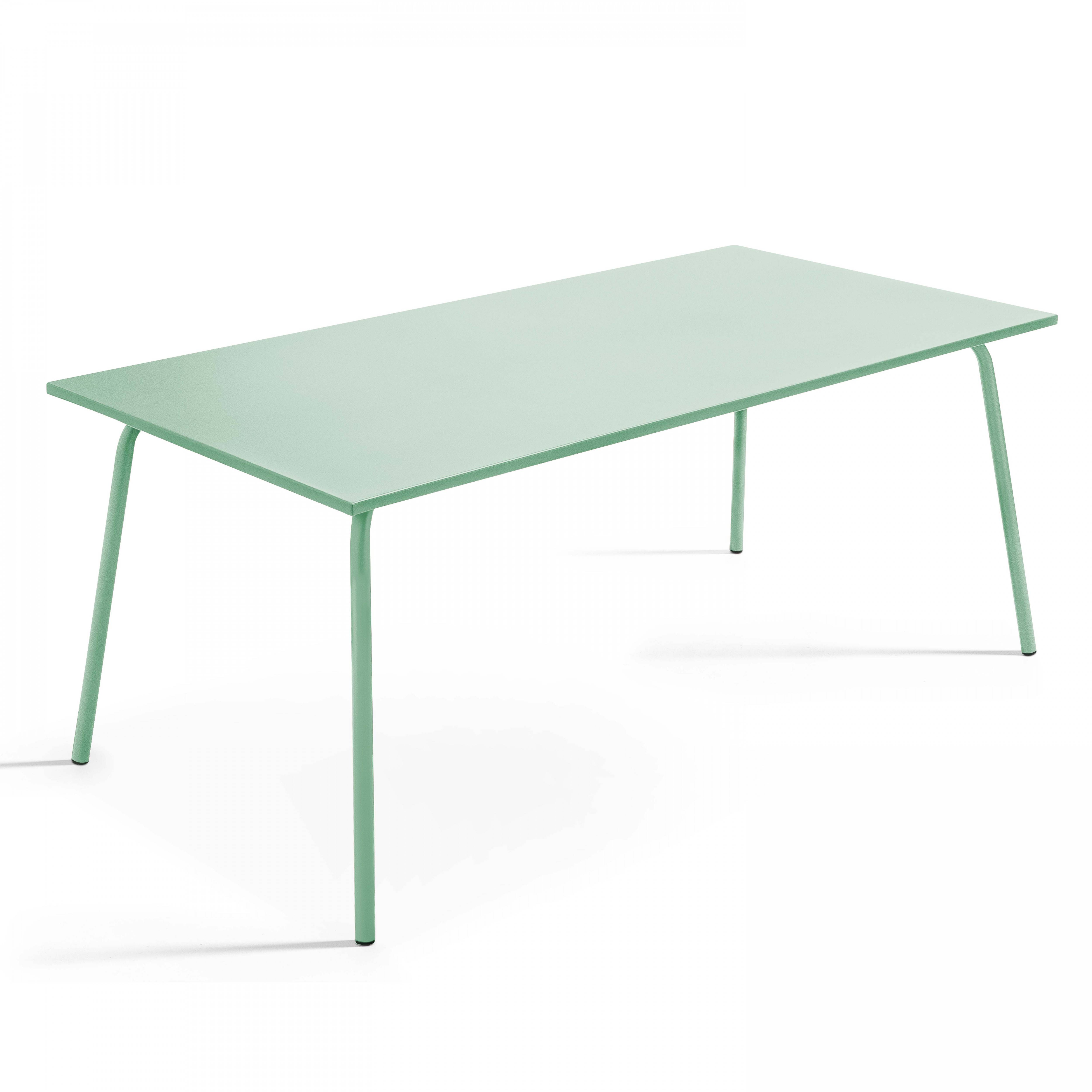 Oviala - Ensemble table de jardin et 6 fauteuils en métal vert sauge Palavas - Oviala - Imagen 5