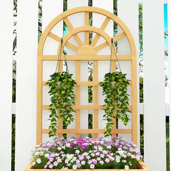 Jardinière treillis en bois avec drainage pour la culture de légumes, fleurs et herbes aromatiques, 60 x 30 x 120 cm, naturelle - Image 10