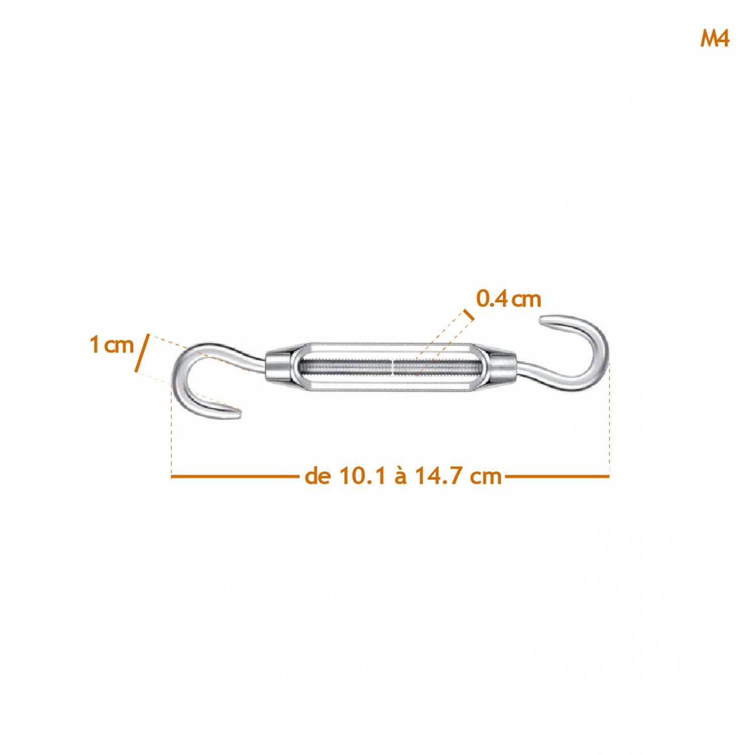 Linxor - Lot de 5 tendeurs de fil réglables en acier inoxydable - Double crochets - M4 - Linxor - Imagen 2