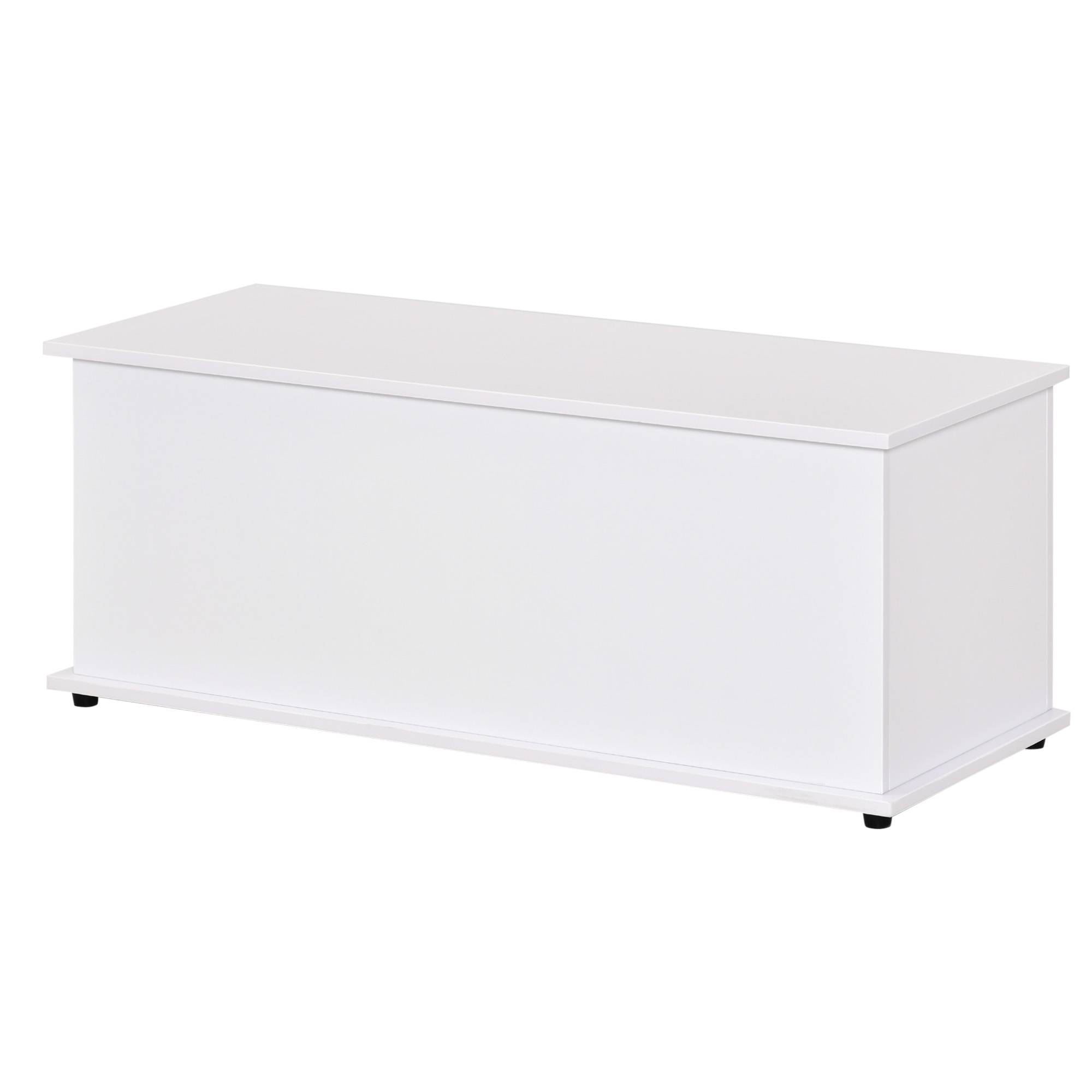 Coffre rangement bois blanc avec couvercle, banc multifonction capacité 120 kg entrée chambre 100x40x40 cm - Image 2