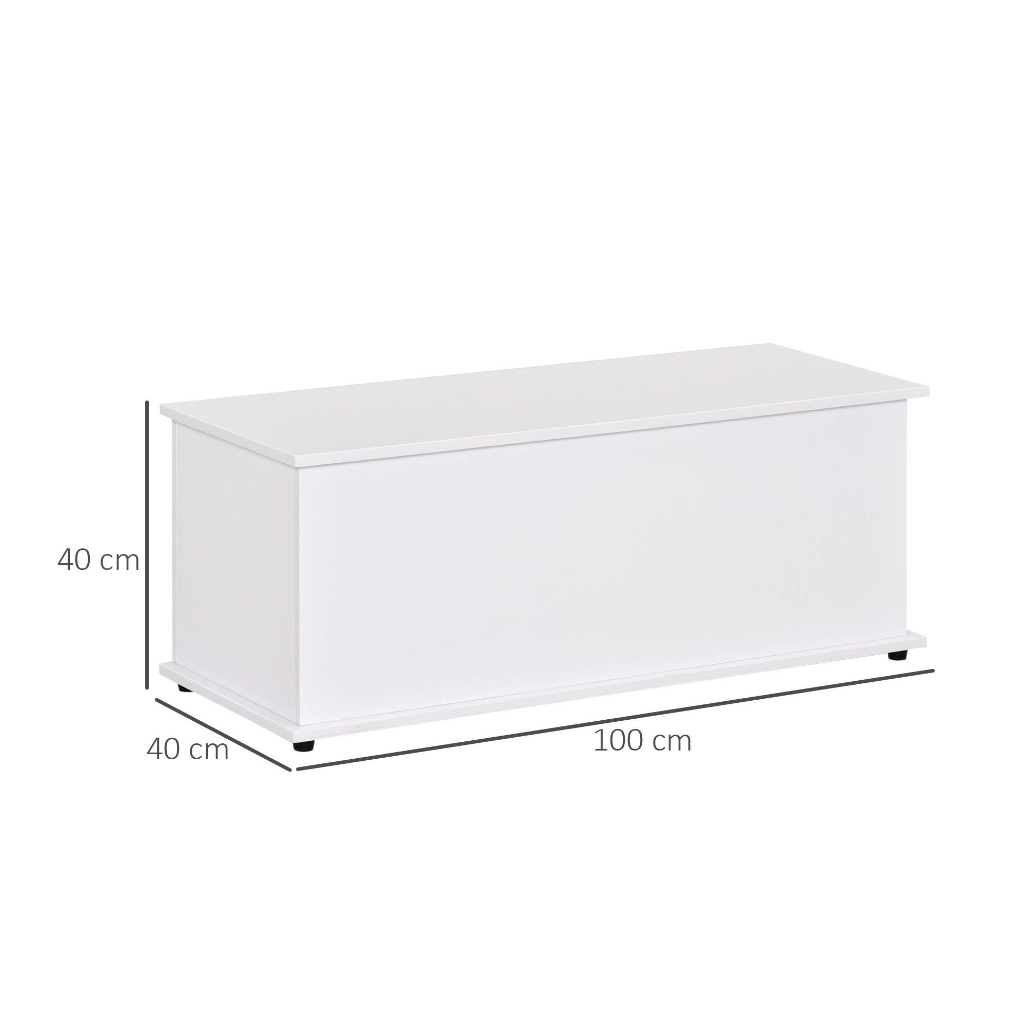 Coffre rangement bois blanc avec couvercle, banc multifonction capacité 120 kg entrée chambre 100x40x40 cm - Image 5