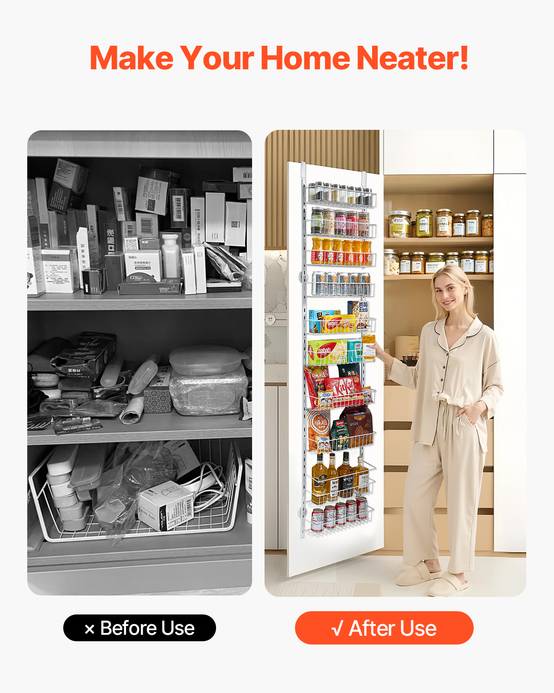 VEVOR Organisateur porte 10 niveaux, acier, blanc. - Image 6
