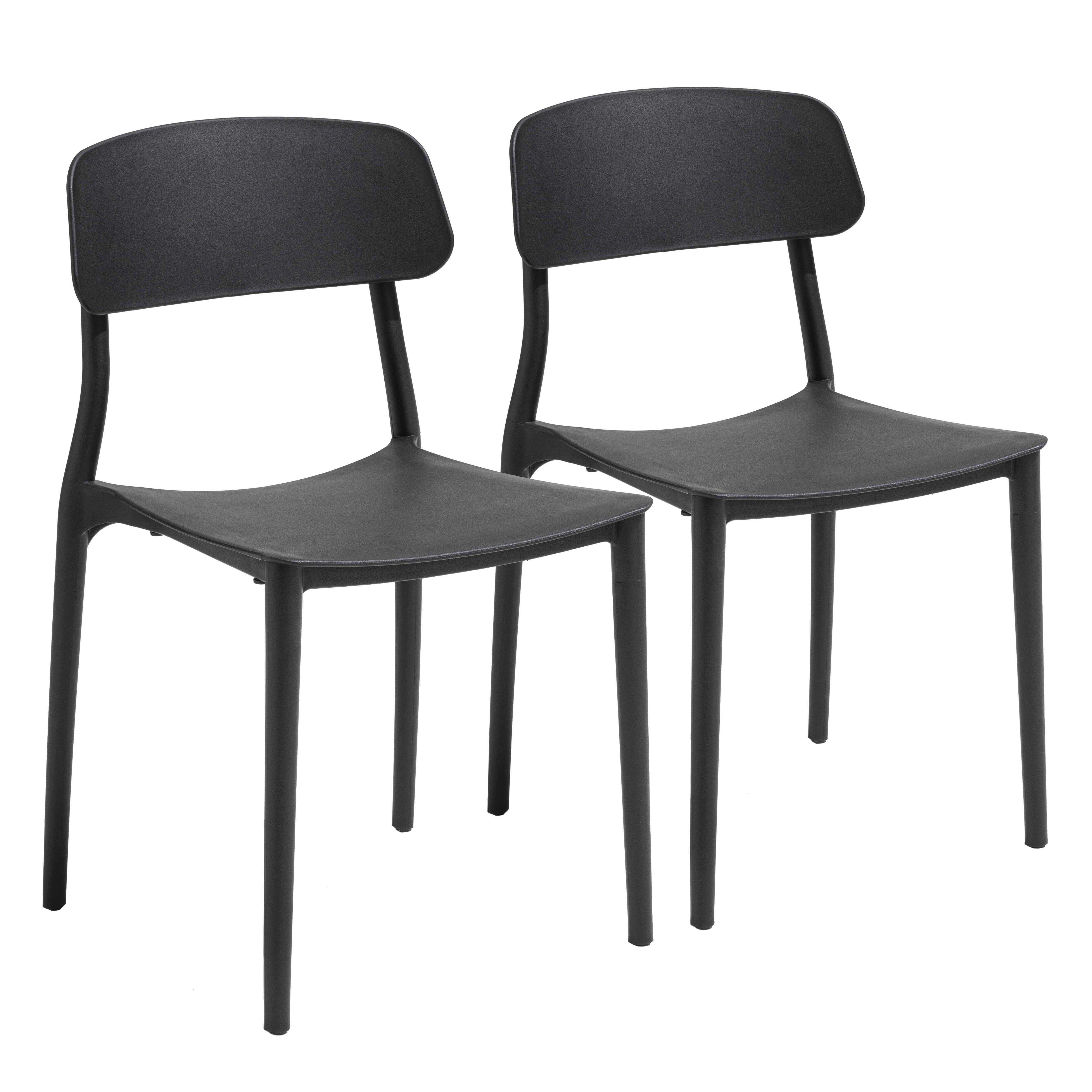 Oviala - Lot de deux chaises en polypropylène noir Sofia - Oviala - Imagen 1