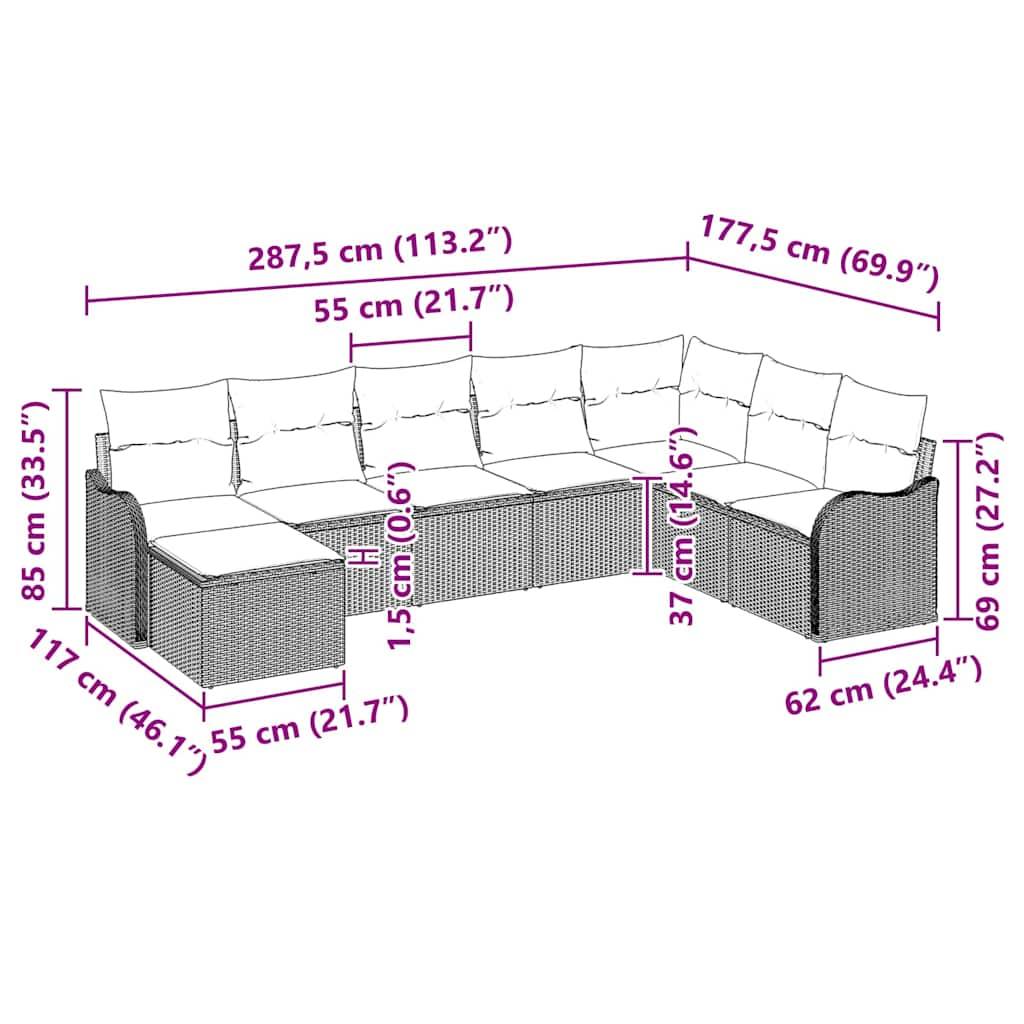 Salon de Jardin 8 Places en Polyrotin Tissé Main Modulable pour Extérieur Gris – ComfortXL Outdoor Living - Image 9