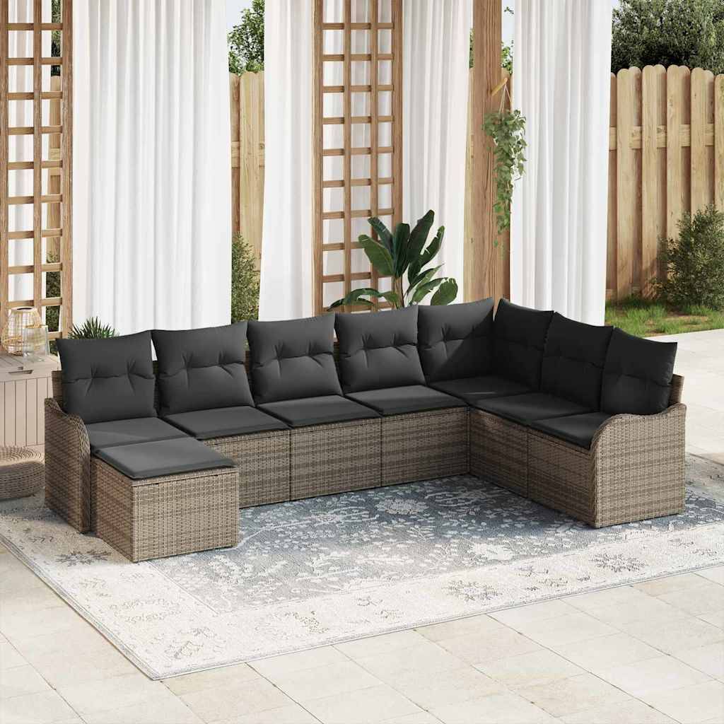 Salon de Jardin 8 Places en Polyrotin Tissé Main Modulable pour Extérieur Gris – ComfortXL Outdoor Living - Image 1