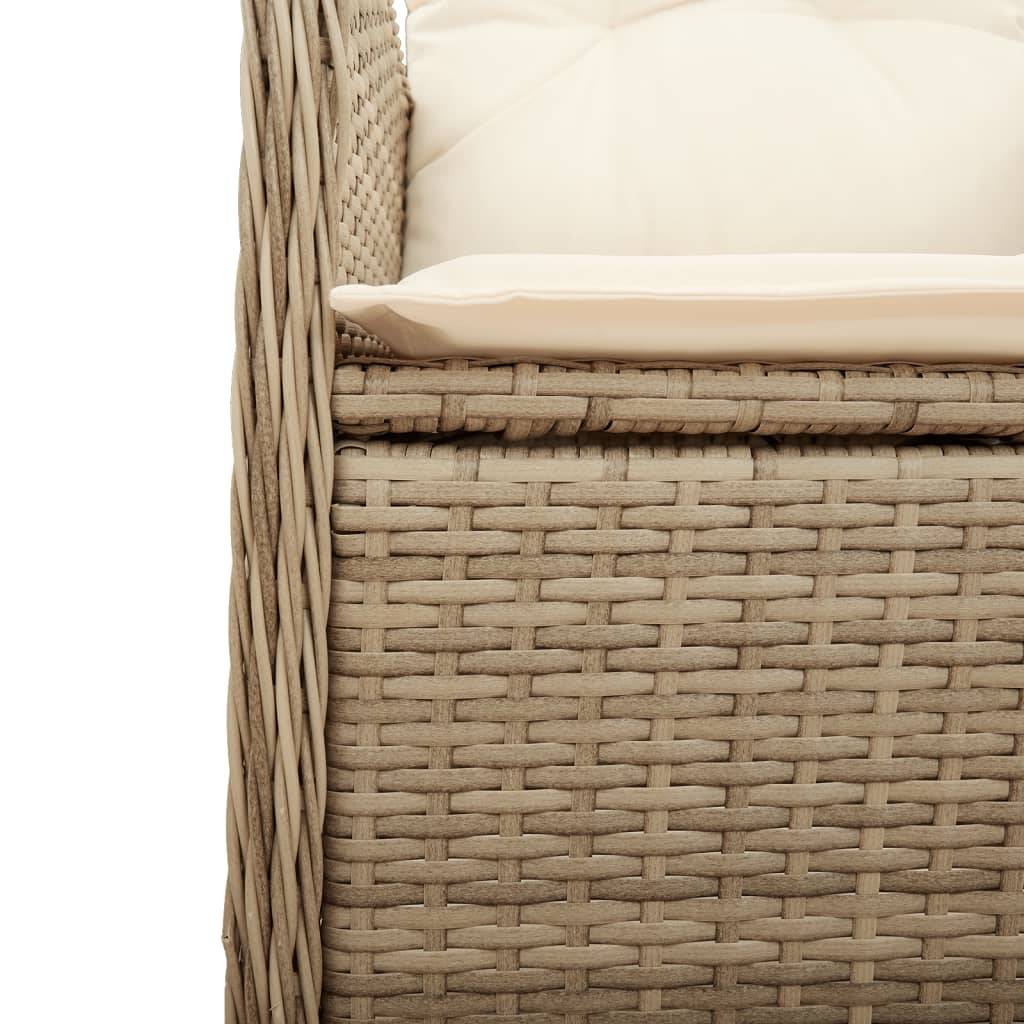 Chaise de jardin inclinable - Chaise d'extérieur - Fauteuil d'extérieur avec coussins beige résine tressée - MEUBLE PRO ny627 - Image 8