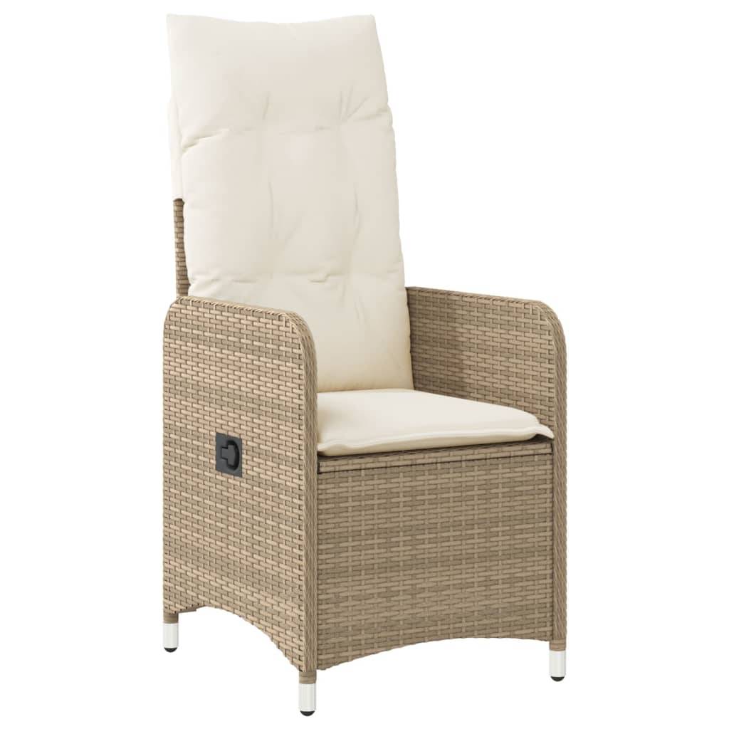 Chaise de jardin inclinable - Chaise d'extérieur - Fauteuil d'extérieur avec coussins beige résine tressée - MEUBLE PRO ny627 - Image 1