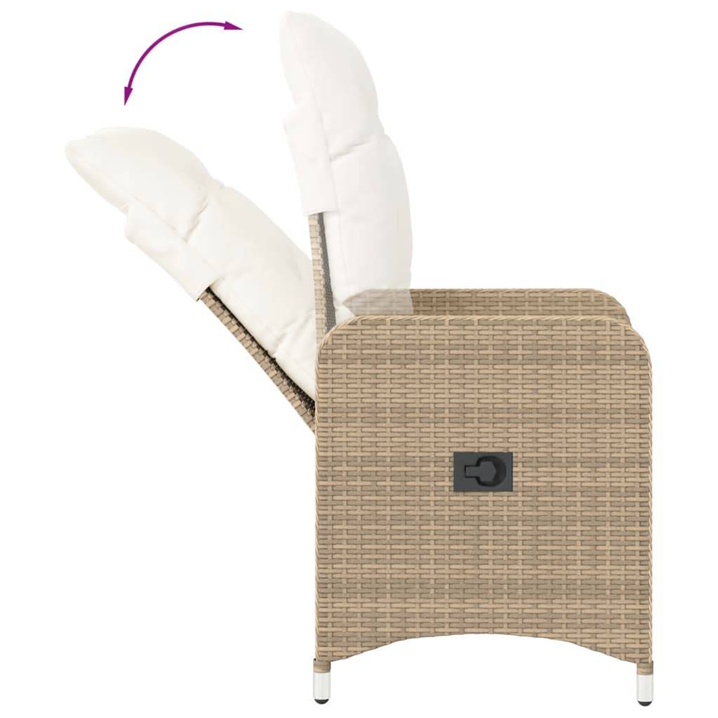 Chaise de jardin inclinable - Chaise d'extérieur - Fauteuil d'extérieur avec coussins beige résine tressée - MEUBLE PRO ny627 - Image 7