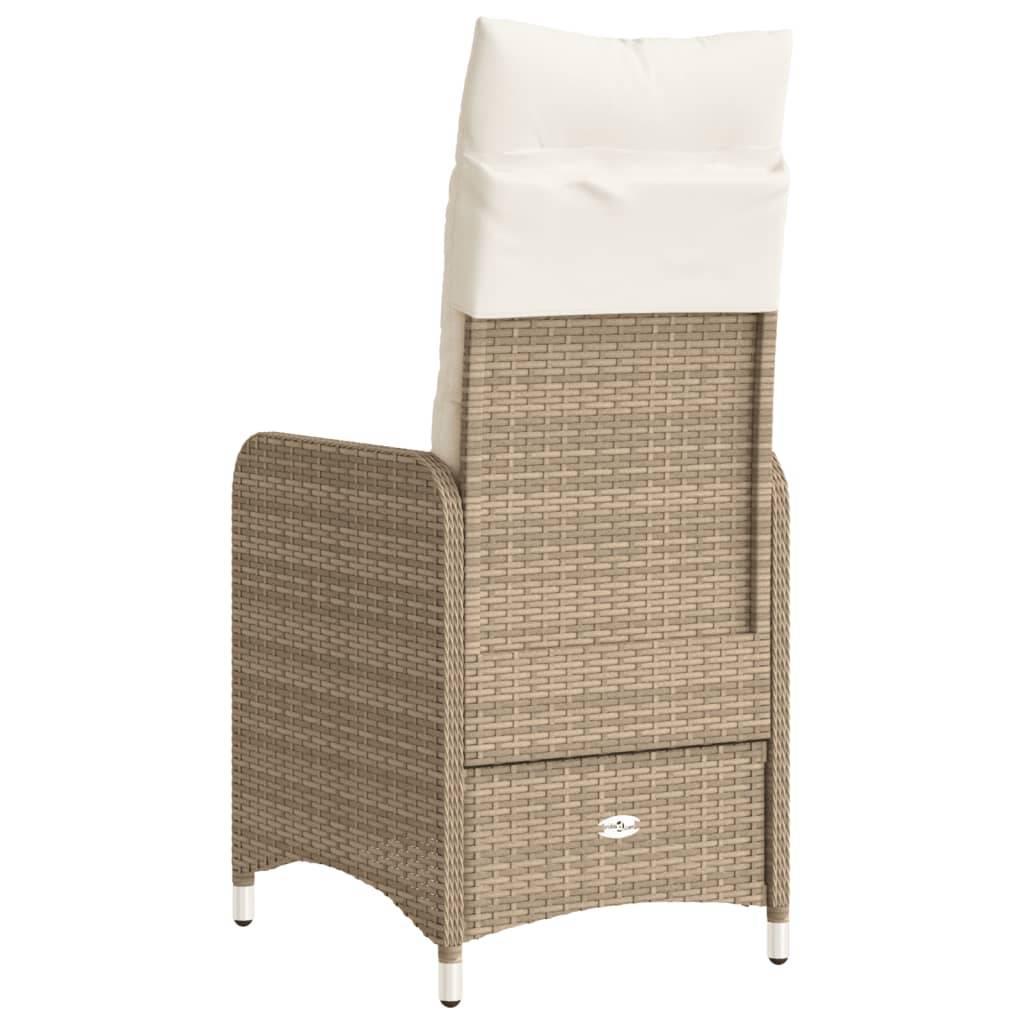 Chaise de jardin inclinable - Chaise d'extérieur - Fauteuil d'extérieur avec coussins beige résine tressée - MEUBLE PRO ny627 - Image 6