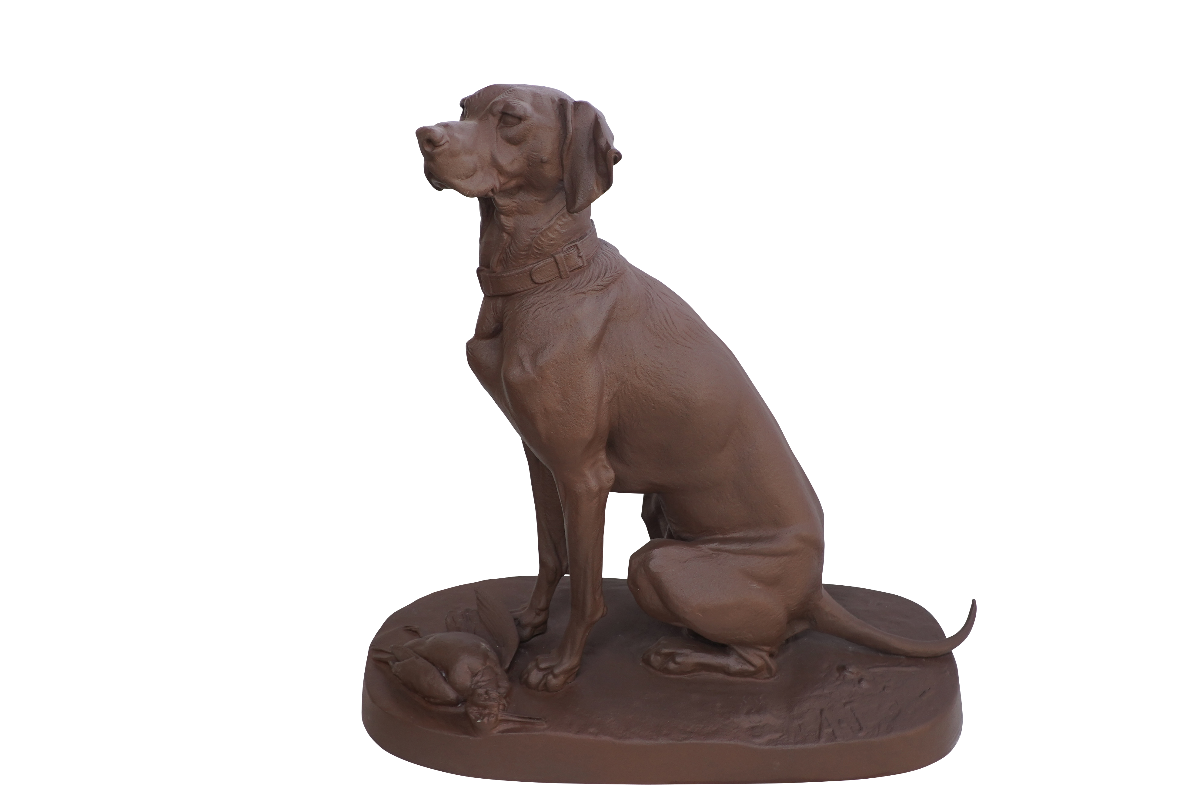 Statue en fonte, chien à la bécasse Dommartin brun antique - Imagen 3