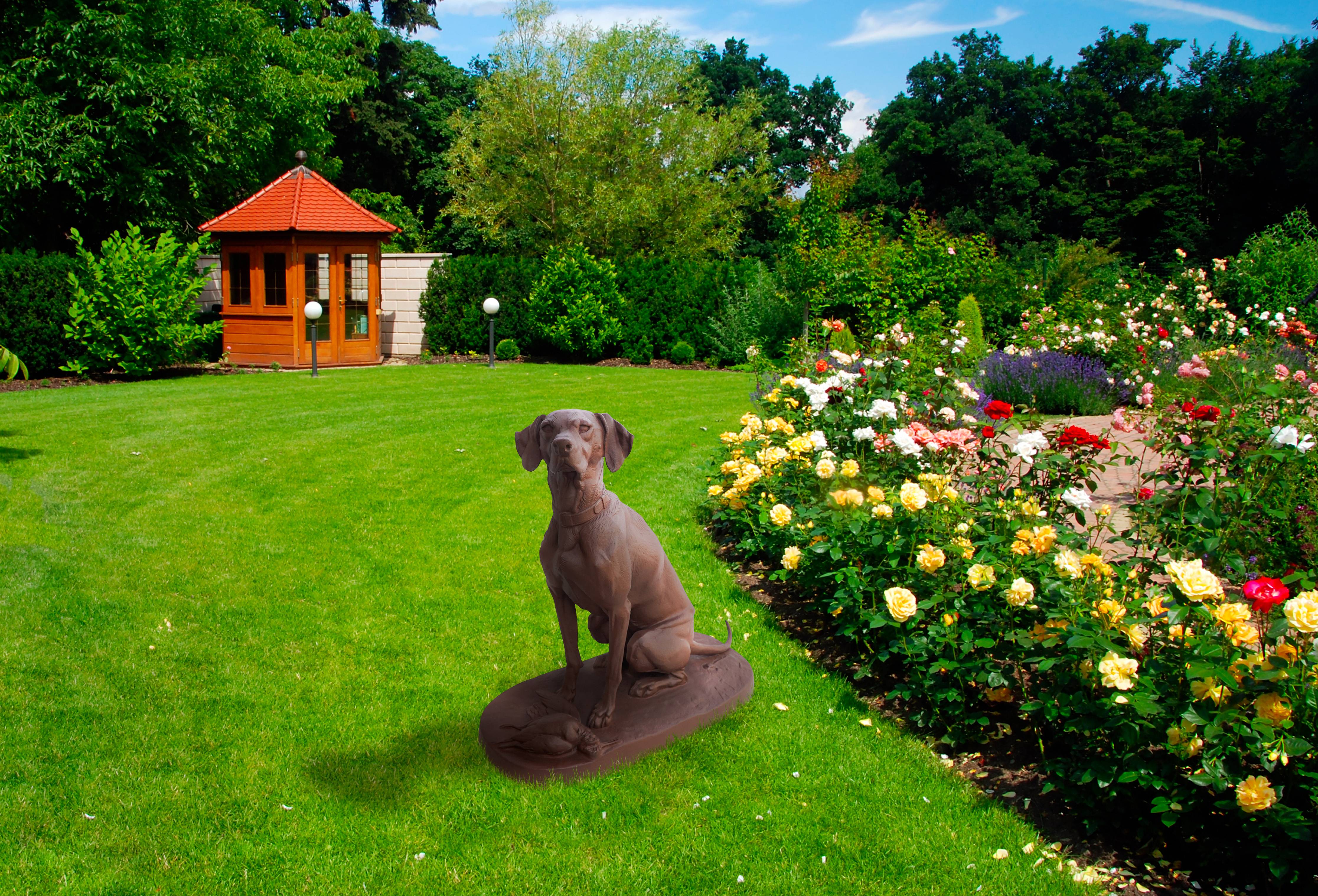 Statue en fonte, chien à la bécasse Dommartin brun antique - Imagen 4