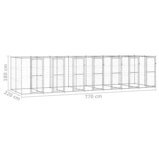 Vidaxl - Chenil extérieur Acier galvanisé 16,94 m² vidaXL 3082287 - Imagen 3