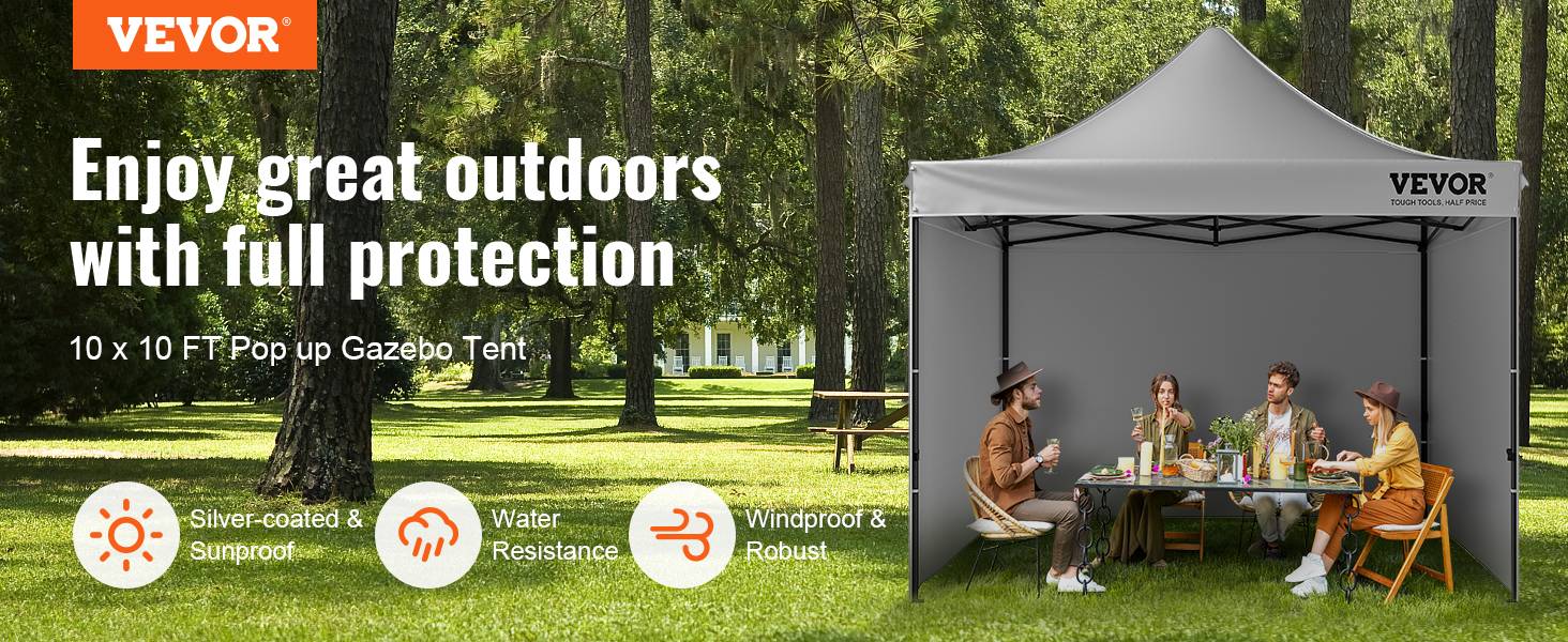 Vevor - VEVOR Tonnelle pop-up 3x3m, parois latérales amovibles, résistante UV/pluie, sac à roulettes, gris foncé. - Image 9