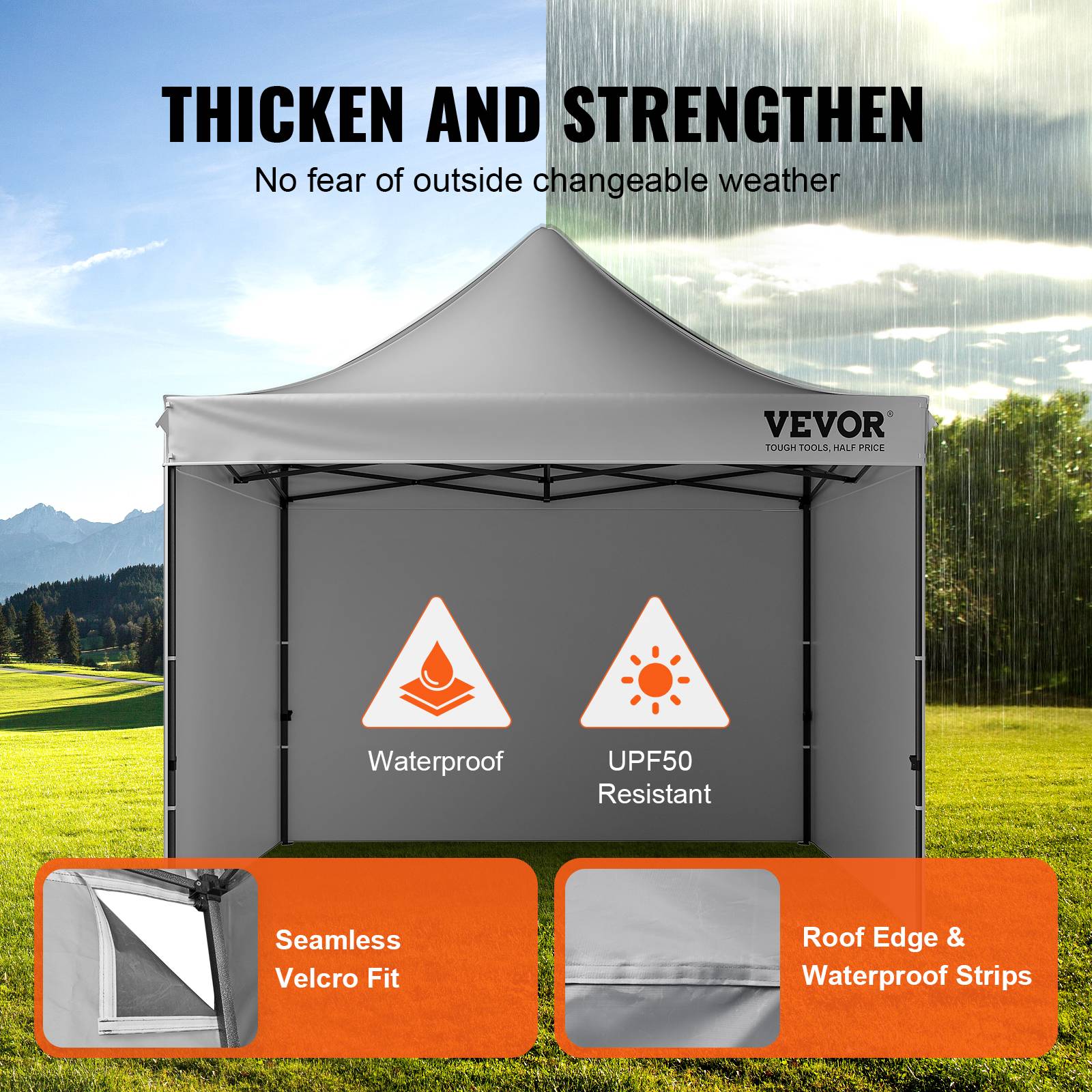 Vevor - VEVOR Tonnelle pop-up 3x3m, parois latérales amovibles, résistante UV/pluie, sac à roulettes, gris foncé. - Image 3