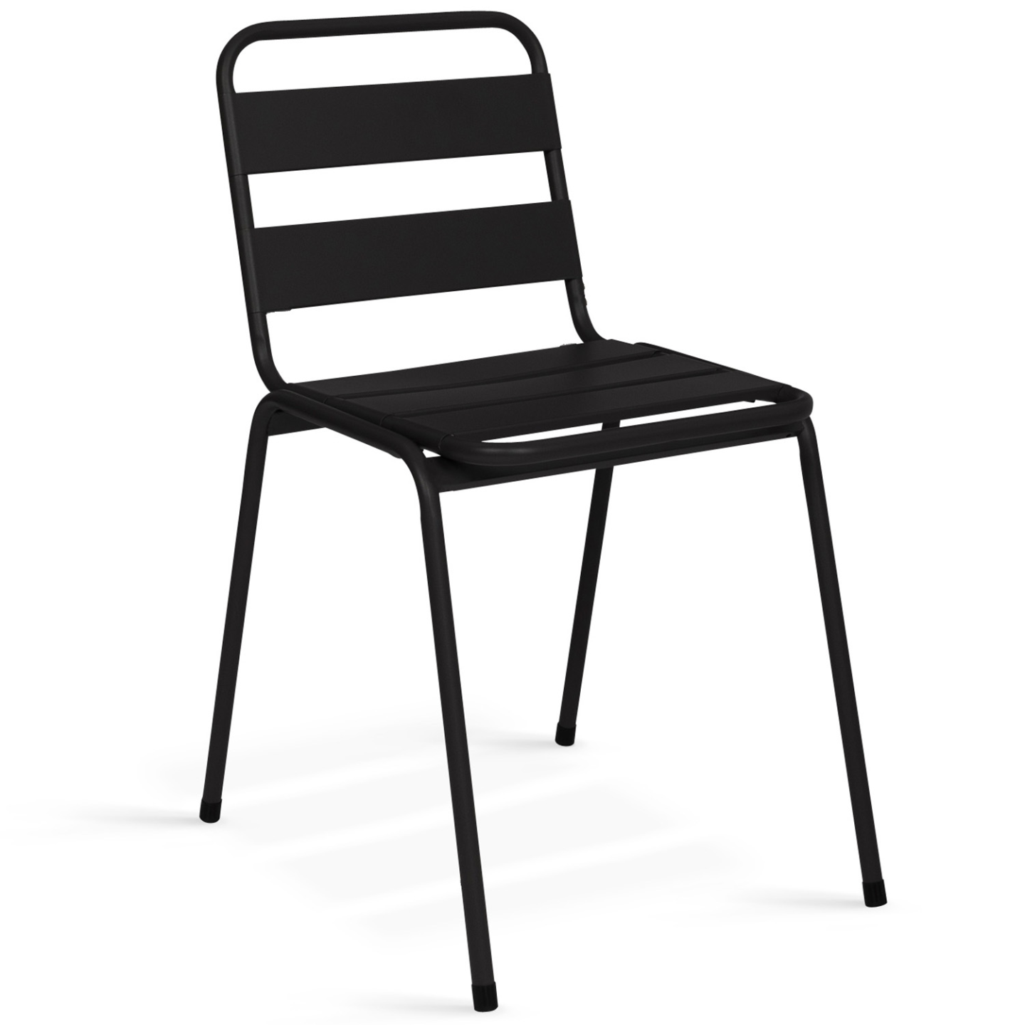 Salon de jardin extensible SOHO 8/10 places table 160/200 cm acier + acacia et 8 chaises empilables noires - Image 4