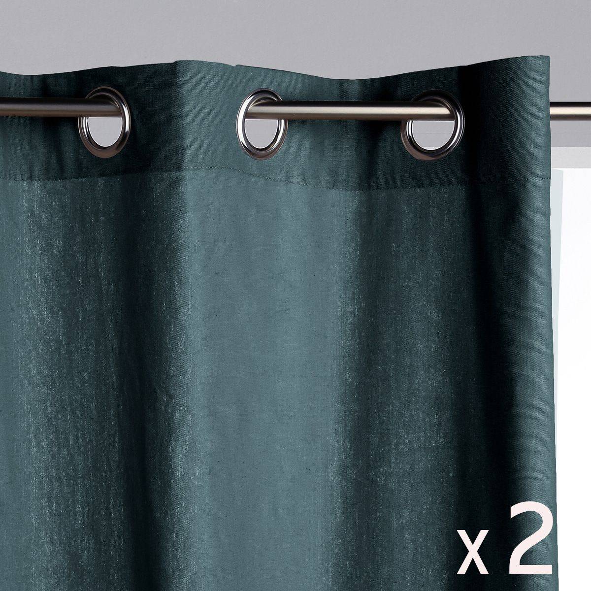 Atmosphera - Lot de 2 Rideaux à  œillets Tissu Panama canard 140 x 260 cm - Imagen 1
