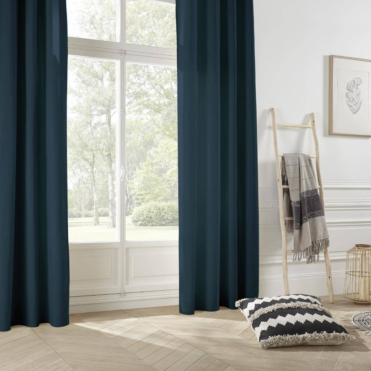 Atmosphera - Lot de 2 Rideaux à  œillets Tissu Panama canard 140 x 260 cm - Imagen 4