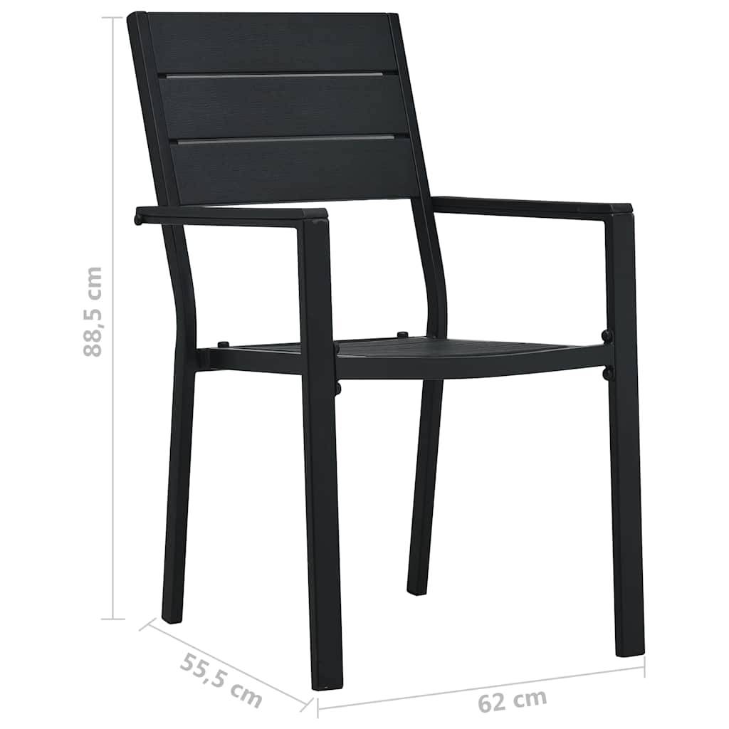 Chaises de jardin lot de 4 noir PEHD aspect bois 62 x 55.5 x 88.5 cm - PANGIVO - Image 9