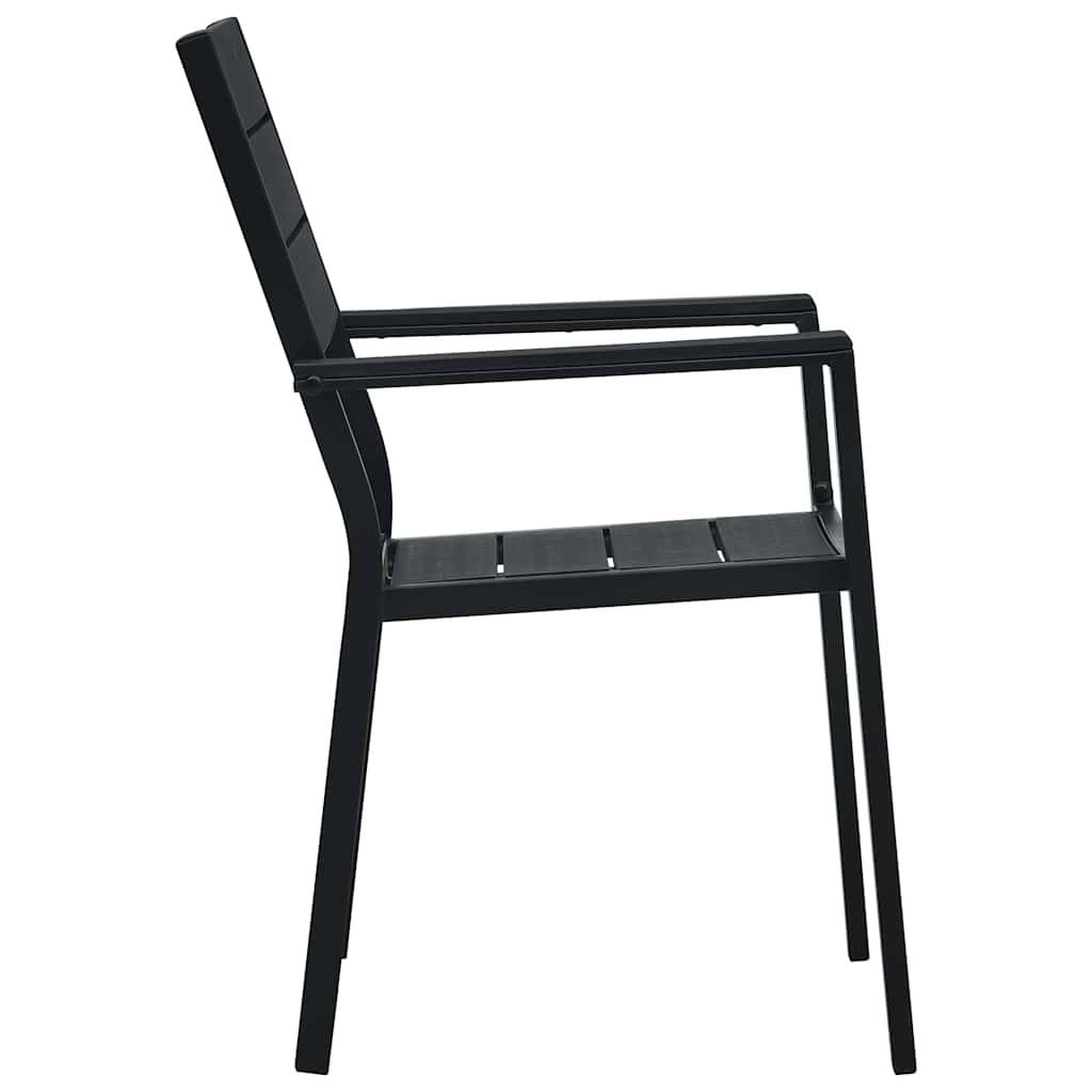 Chaises de jardin lot de 4 noir PEHD aspect bois 62 x 55.5 x 88.5 cm - PANGIVO - Image 4