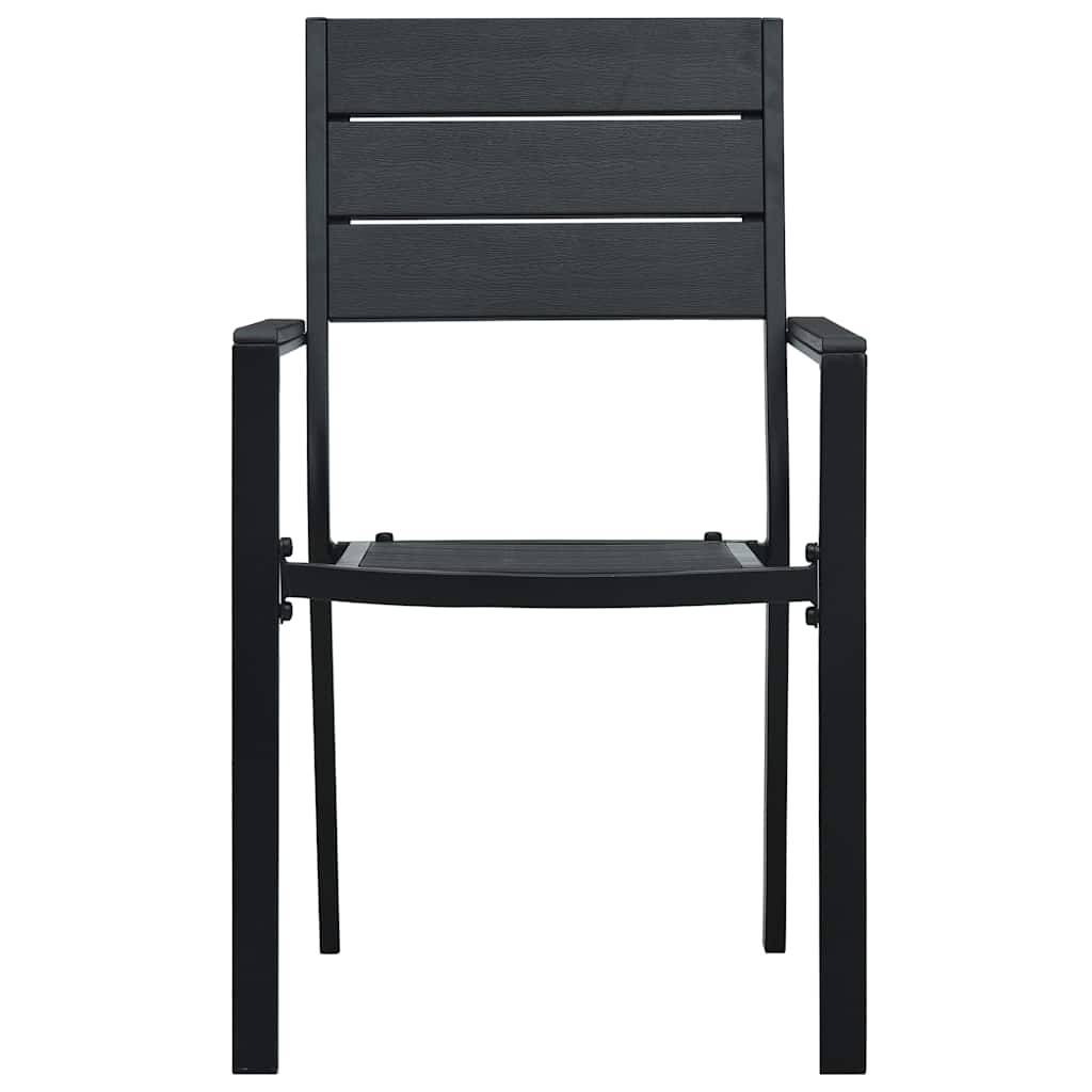 Chaises de jardin lot de 4 noir PEHD aspect bois 62 x 55.5 x 88.5 cm - PANGIVO - Image 3