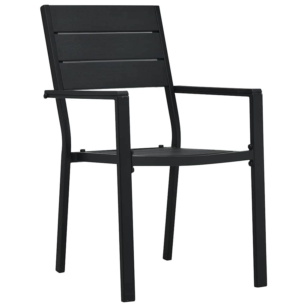 Chaises de jardin lot de 4 noir PEHD aspect bois 62 x 55.5 x 88.5 cm - PANGIVO - Image 2