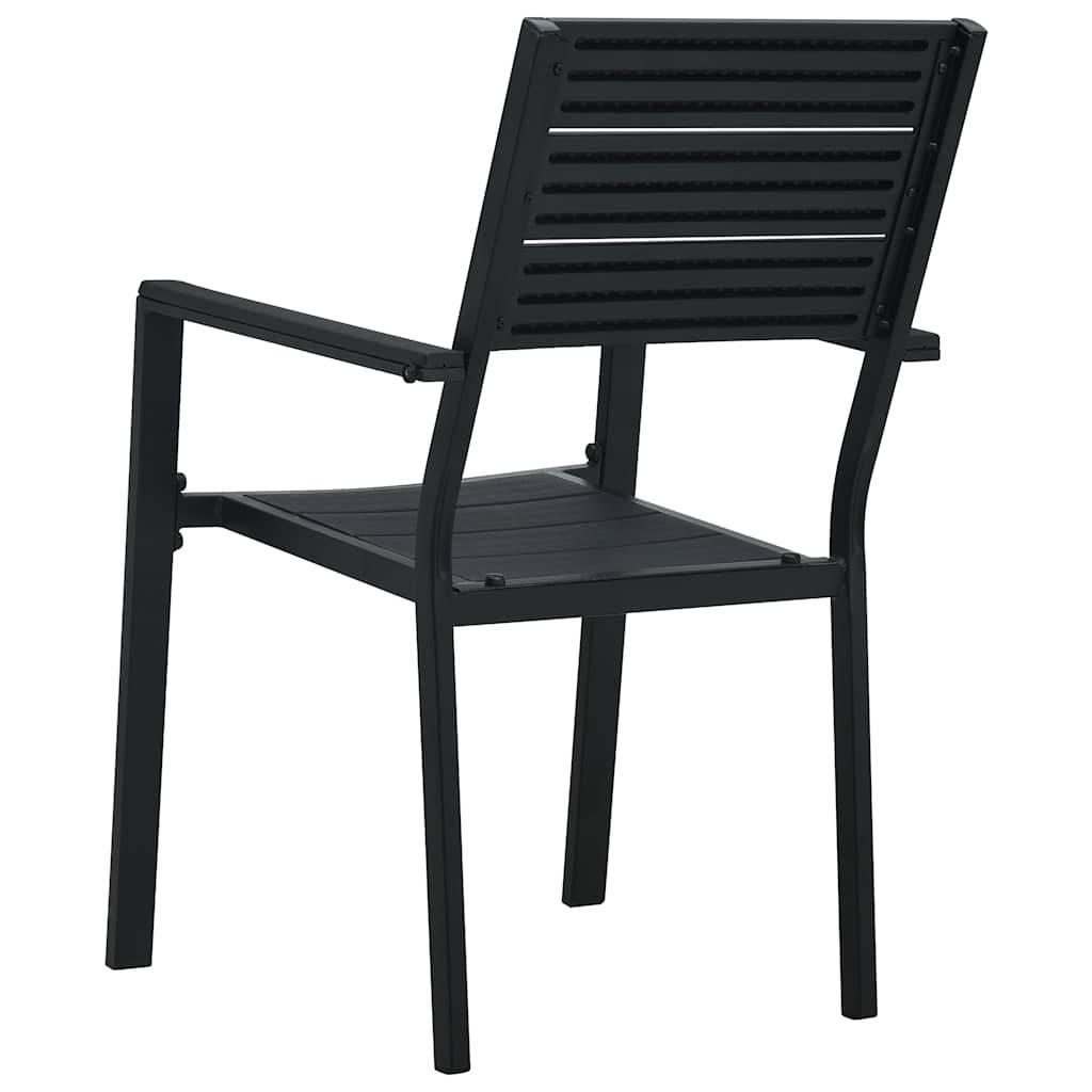 Chaises de jardin lot de 4 noir PEHD aspect bois 62 x 55.5 x 88.5 cm - PANGIVO - Image 5
