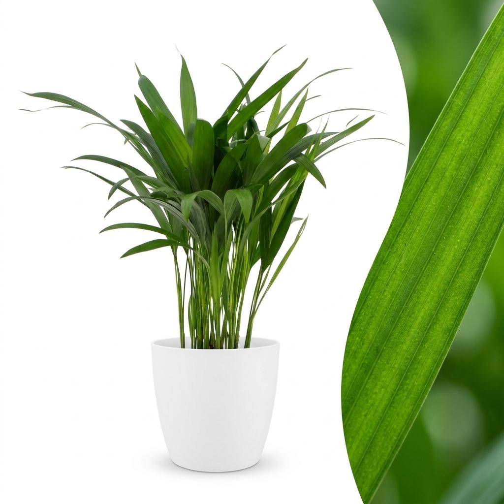 La Green Touch - Areca Lutescens - Palmier Areca - Avec cache-pot blanc - Pot Ø12 cm, H 45 cm - Image 1