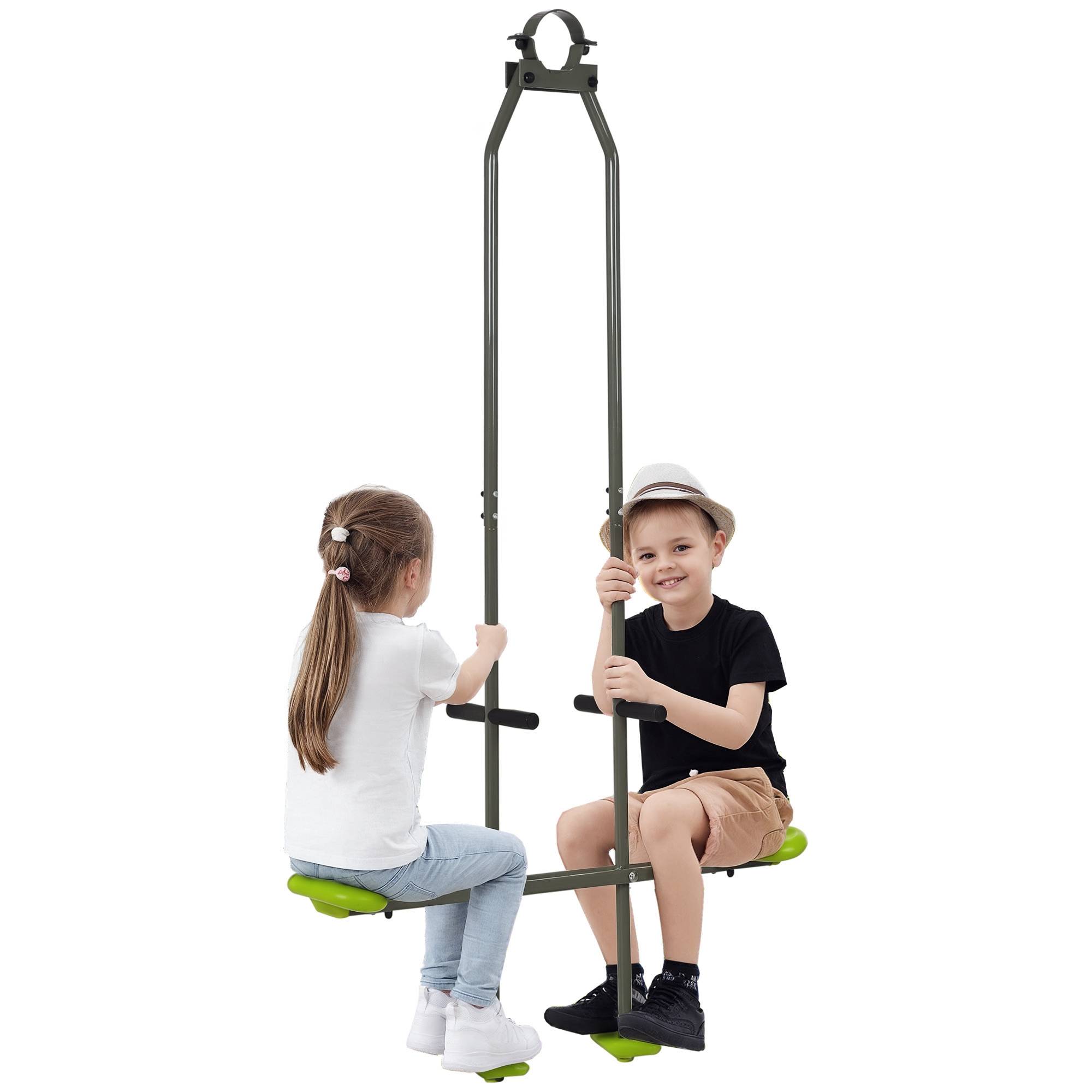 Balançoire agrès vis-à-vis pour les enfants en acier et plastique pour portique - 3 à 6 ans 97,5 x 23 x 170 cm vert - Image 1