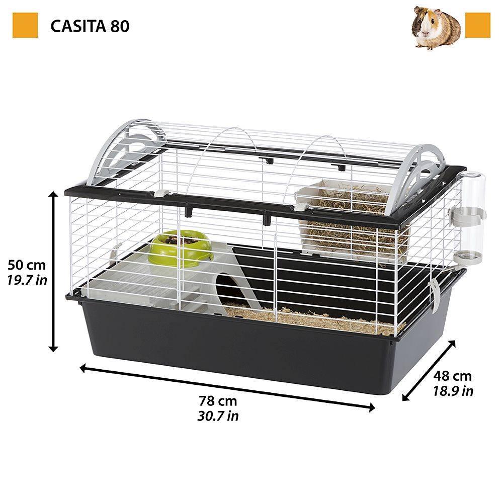 Ferplast - FERPLAST Cage pour Rongeurs CASITA 80 pour Cochons d'Inde, Cochons d'Inde, en Métal, Accessoires inclus : Mangeoire, Abreuvoir, Abreuvoir, Maison. - Imagen 2