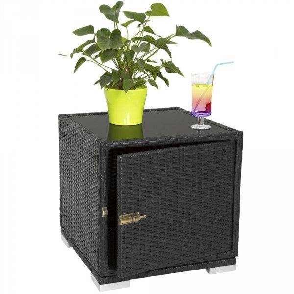 Helloshop26 - Lot de deux chaises longue bain de soleil en résine tressé poly rotin noir + table + deux set de housses + housse de protection - Imagen 2
